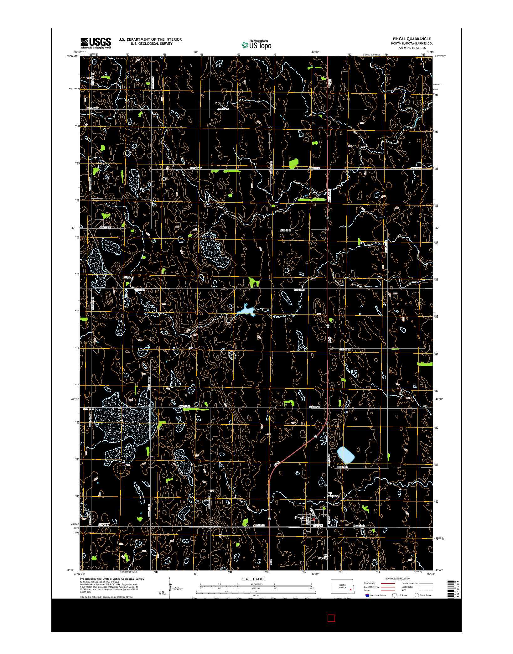 USGS US TOPO 7.5-MINUTE MAP FOR FINGAL, ND 2014