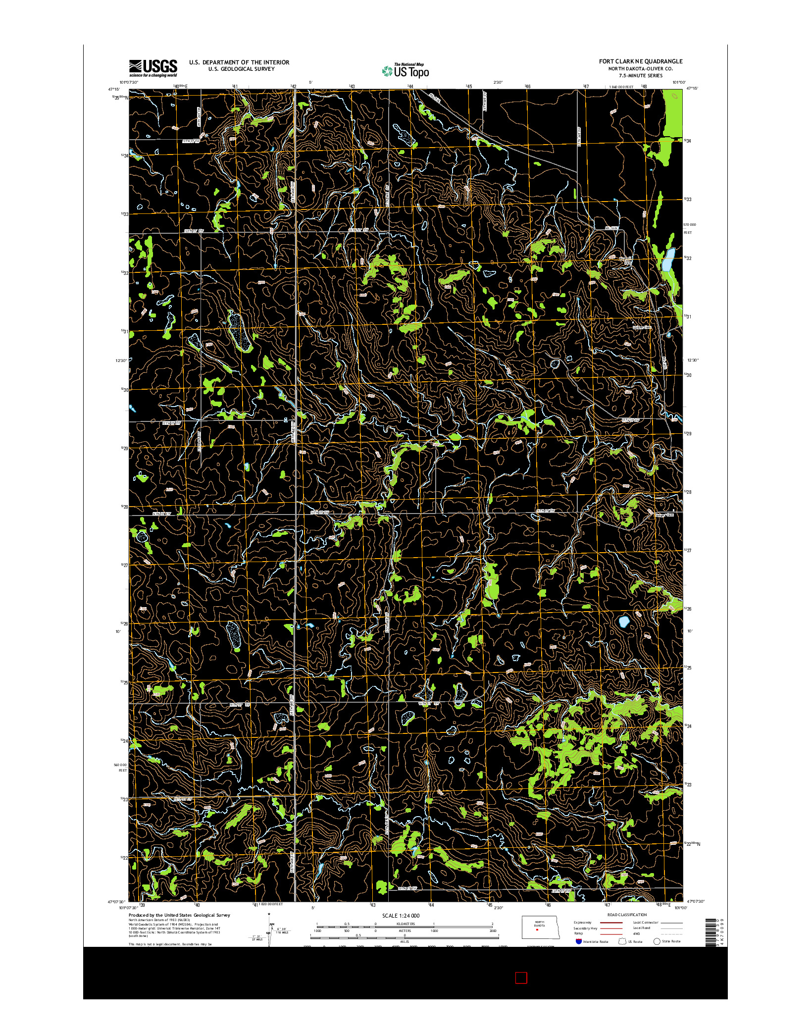 USGS US TOPO 7.5-MINUTE MAP FOR FORT CLARK NE, ND 2014