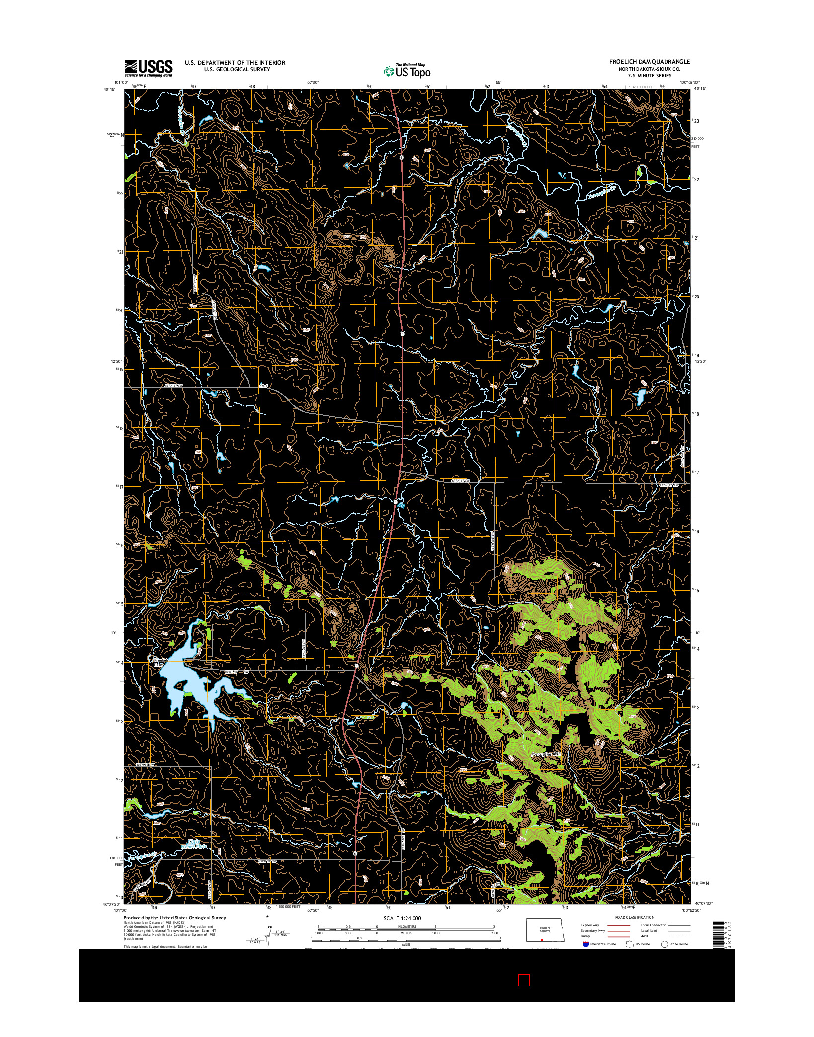 USGS US TOPO 7.5-MINUTE MAP FOR FROELICH DAM, ND 2014