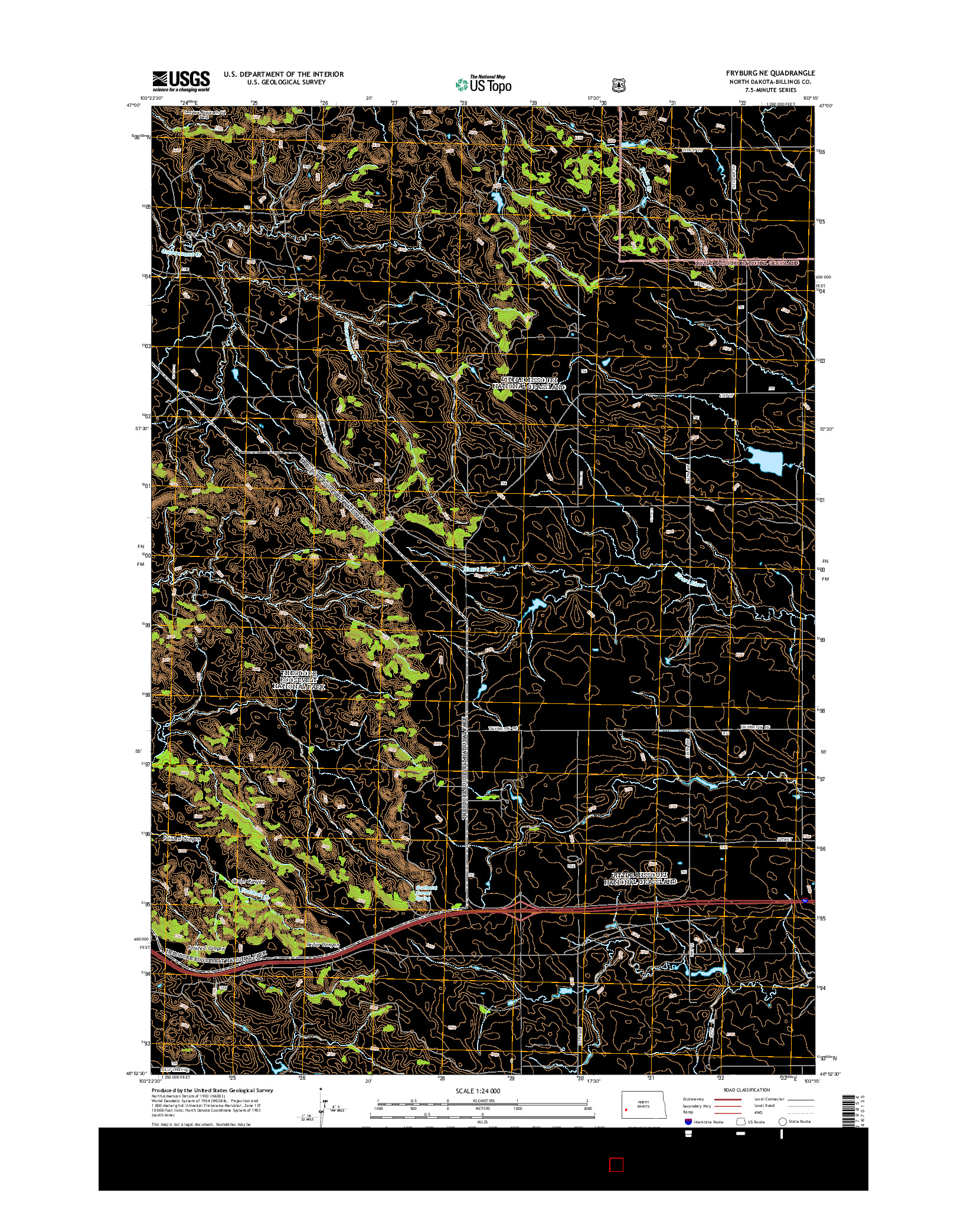 USGS US TOPO 7.5-MINUTE MAP FOR FRYBURG NE, ND 2014