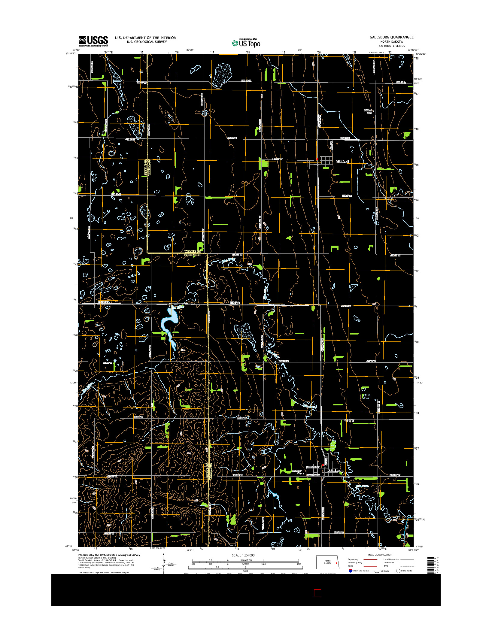 USGS US TOPO 7.5-MINUTE MAP FOR GALESBURG, ND 2014