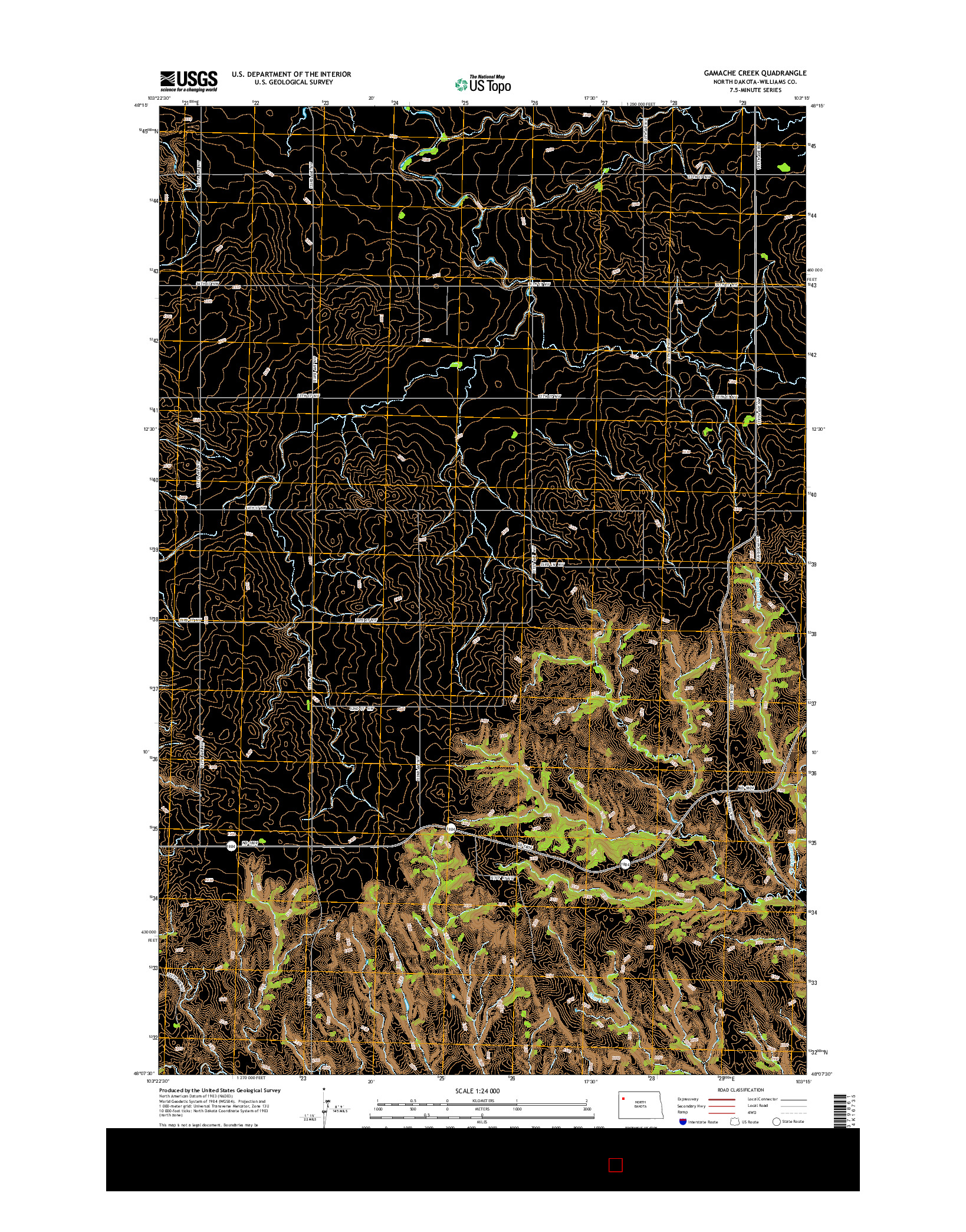 USGS US TOPO 7.5-MINUTE MAP FOR GAMACHE CREEK, ND 2014