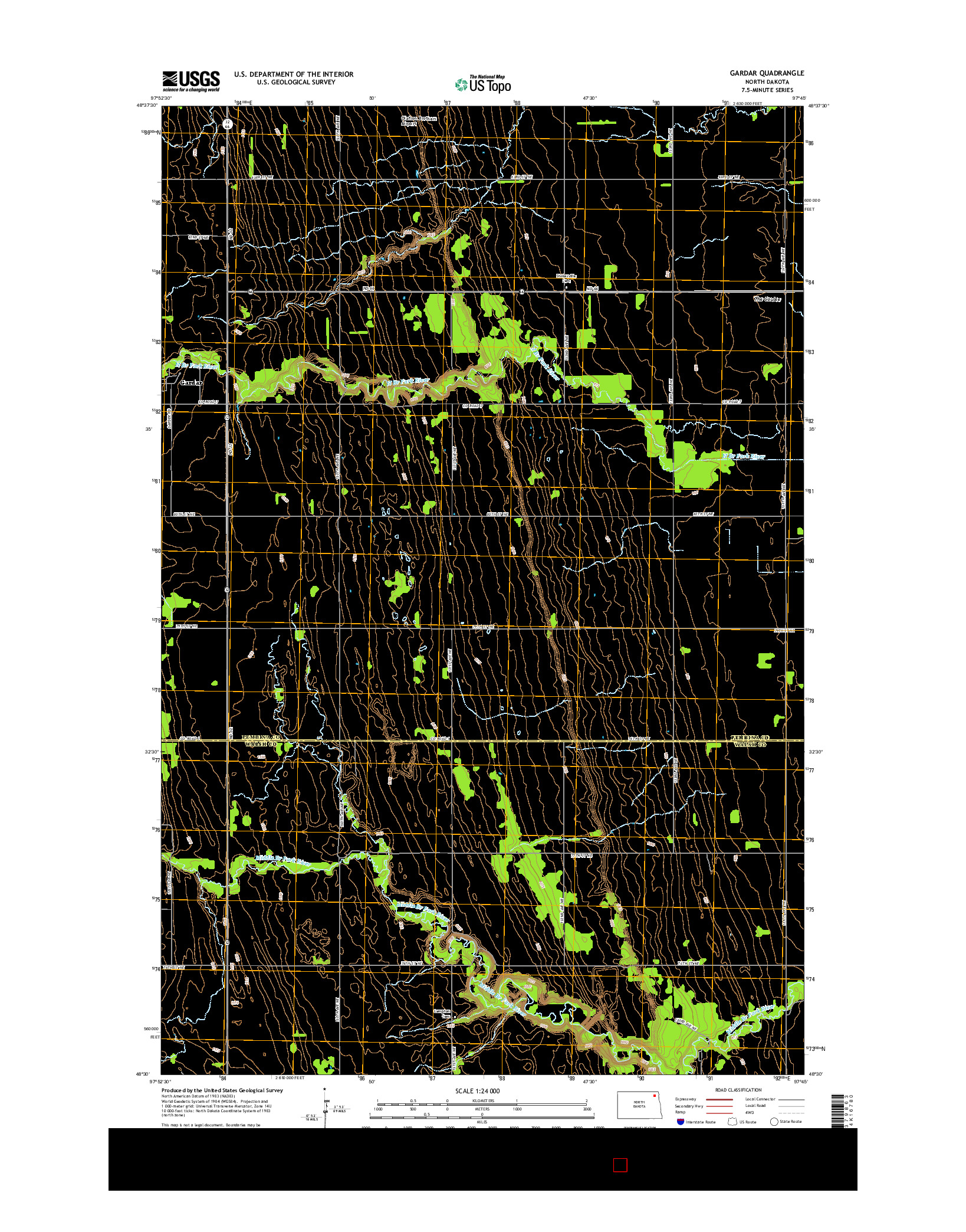 USGS US TOPO 7.5-MINUTE MAP FOR GARDAR, ND 2014