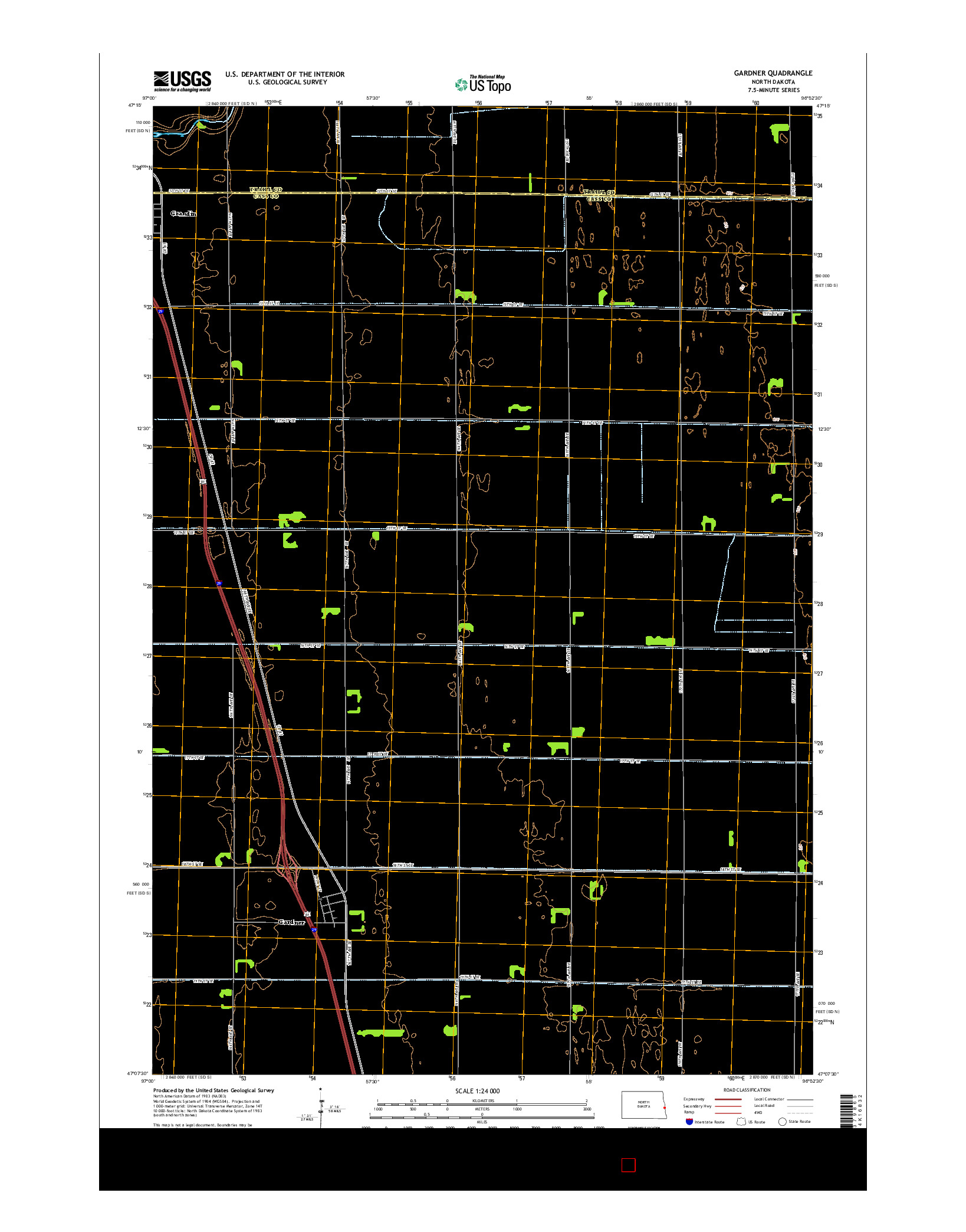 USGS US TOPO 7.5-MINUTE MAP FOR GARDNER, ND 2014