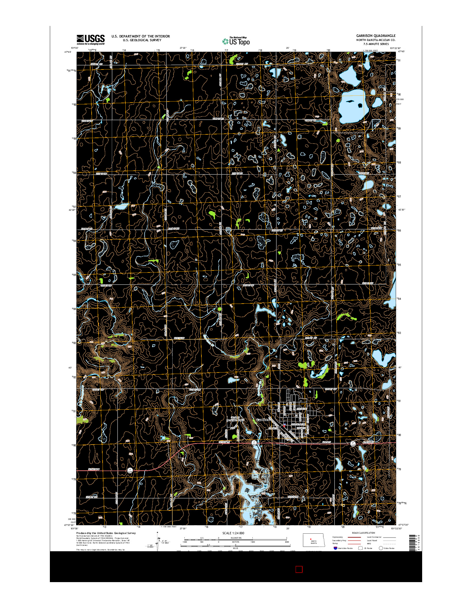 USGS US TOPO 7.5-MINUTE MAP FOR GARRISON, ND 2014