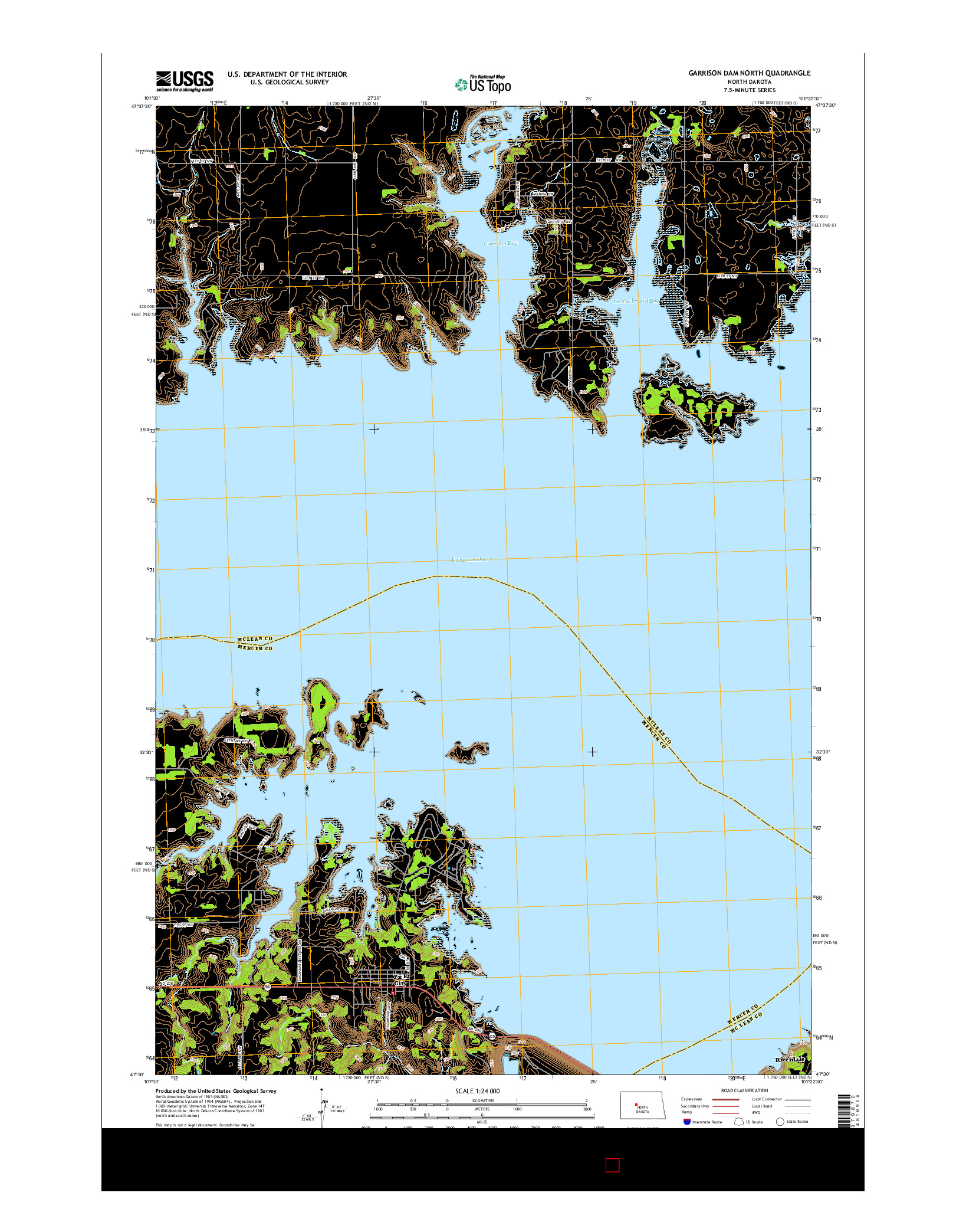 USGS US TOPO 7.5-MINUTE MAP FOR GARRISON DAM NORTH, ND 2014