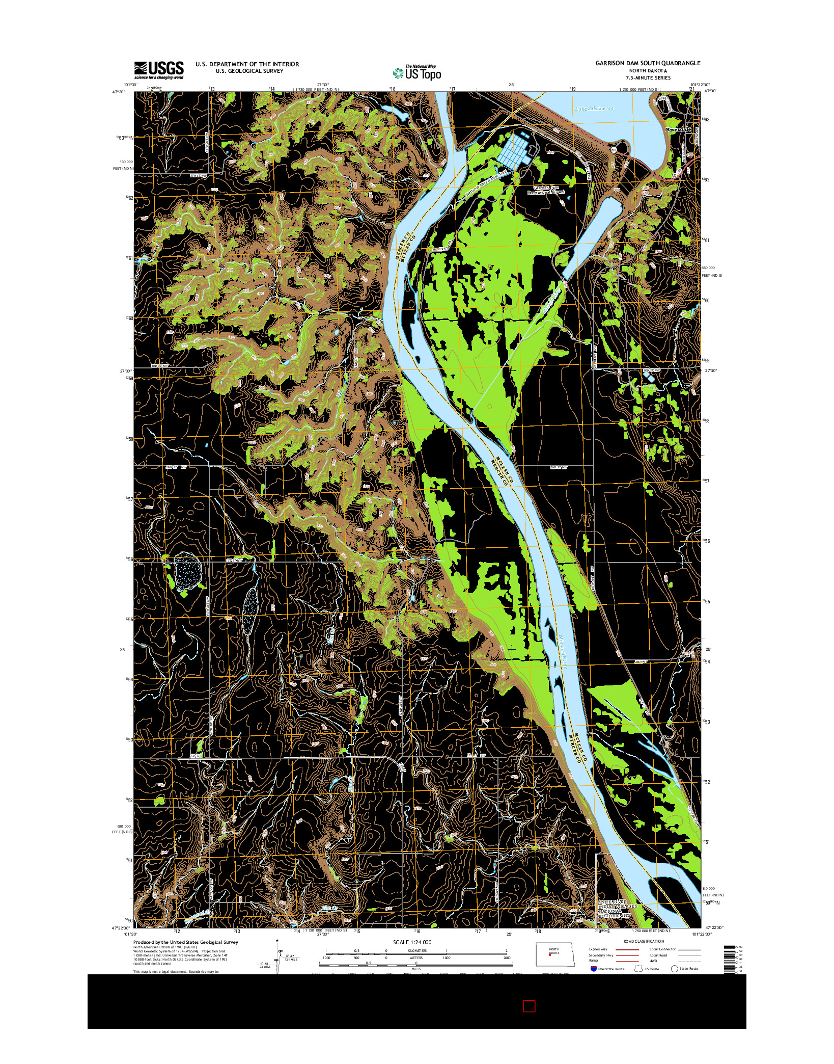 USGS US TOPO 7.5-MINUTE MAP FOR GARRISON DAM SOUTH, ND 2014