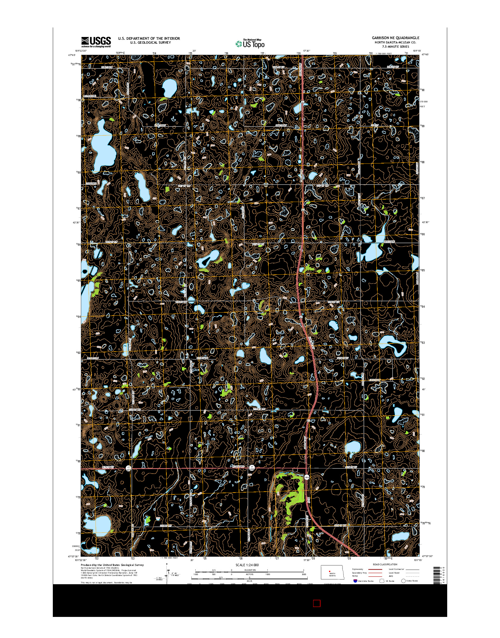 USGS US TOPO 7.5-MINUTE MAP FOR GARRISON NE, ND 2014