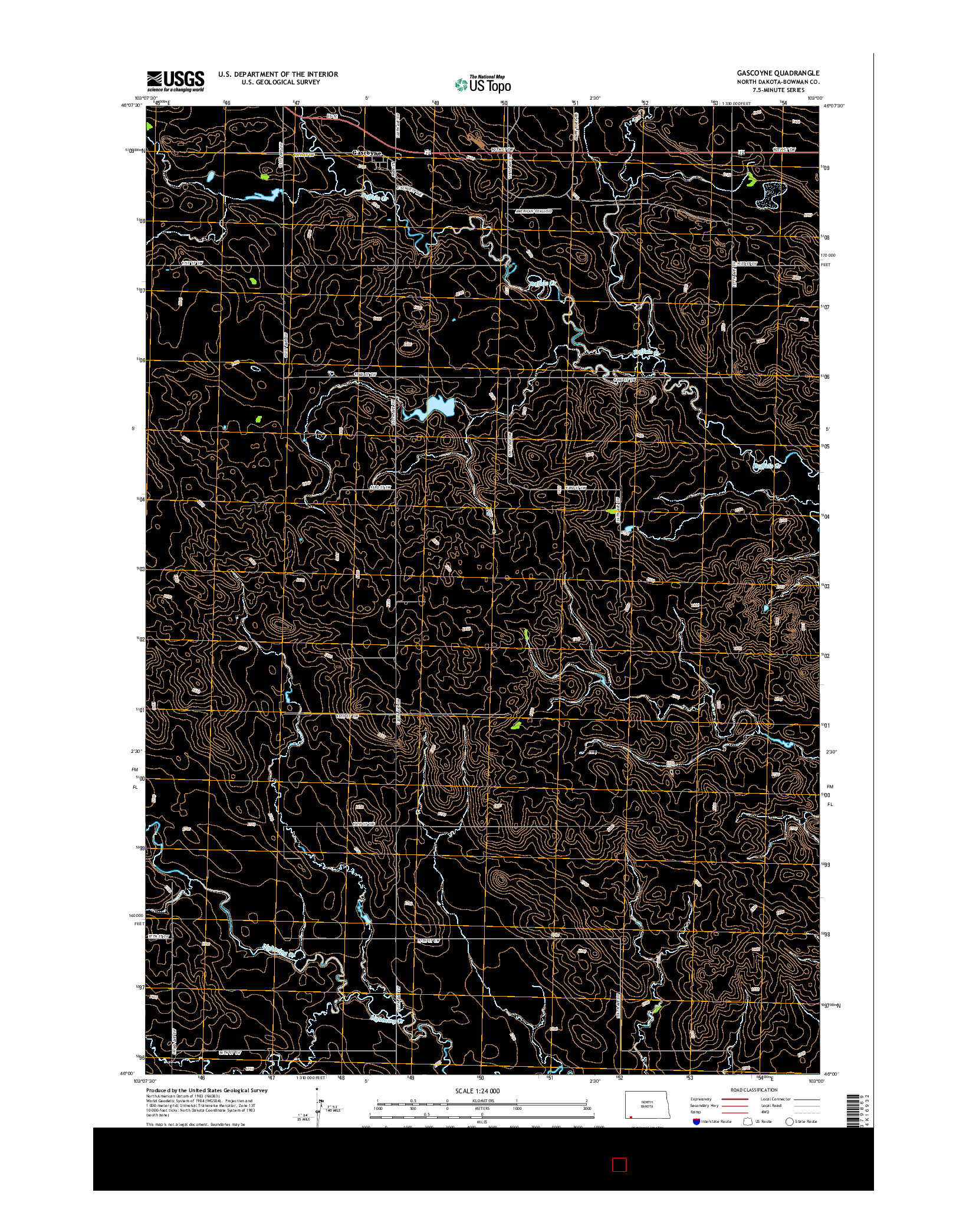 USGS US TOPO 7.5-MINUTE MAP FOR GASCOYNE, ND 2014