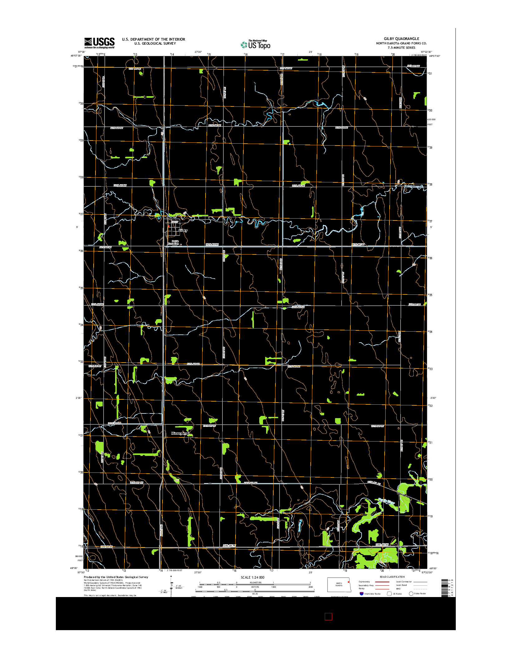 USGS US TOPO 7.5-MINUTE MAP FOR GILBY, ND 2014