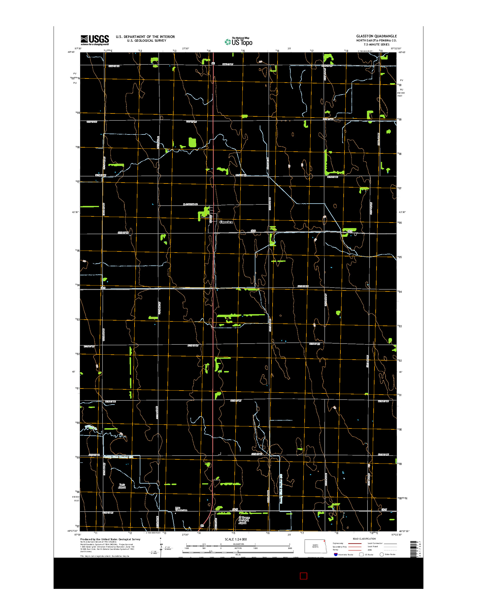 USGS US TOPO 7.5-MINUTE MAP FOR GLASSTON, ND 2014