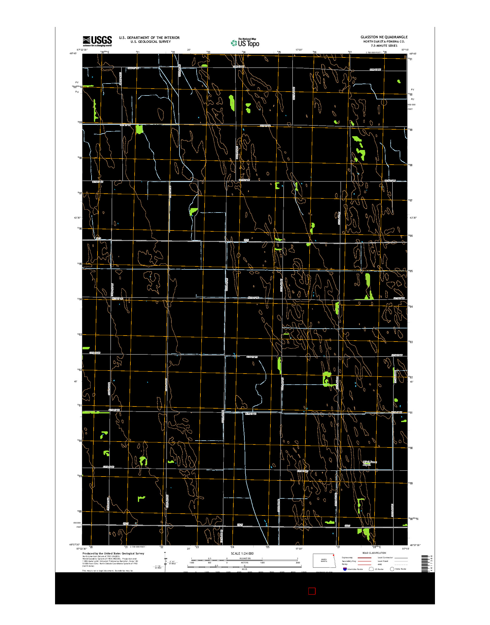 USGS US TOPO 7.5-MINUTE MAP FOR GLASSTON NE, ND 2014