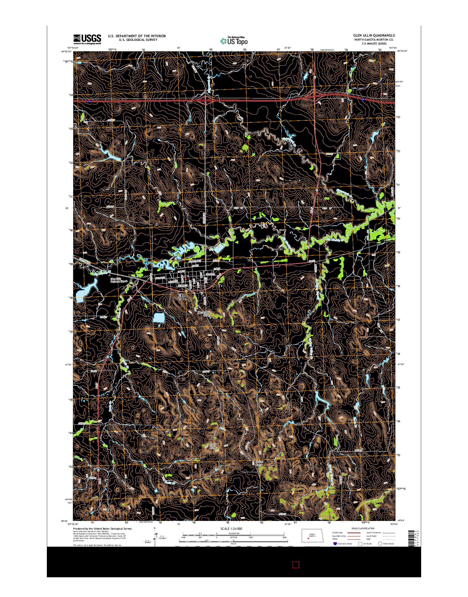 USGS US TOPO 7.5-MINUTE MAP FOR GLEN ULLIN, ND 2014