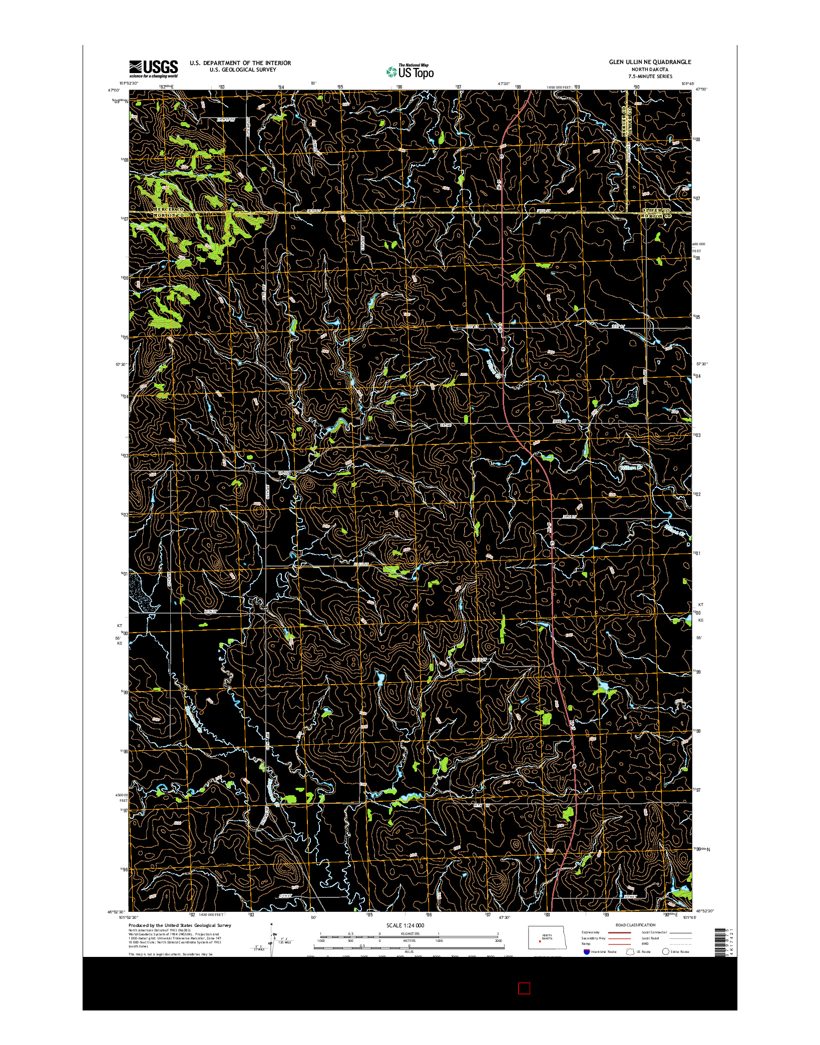 USGS US TOPO 7.5-MINUTE MAP FOR GLEN ULLIN NE, ND 2014