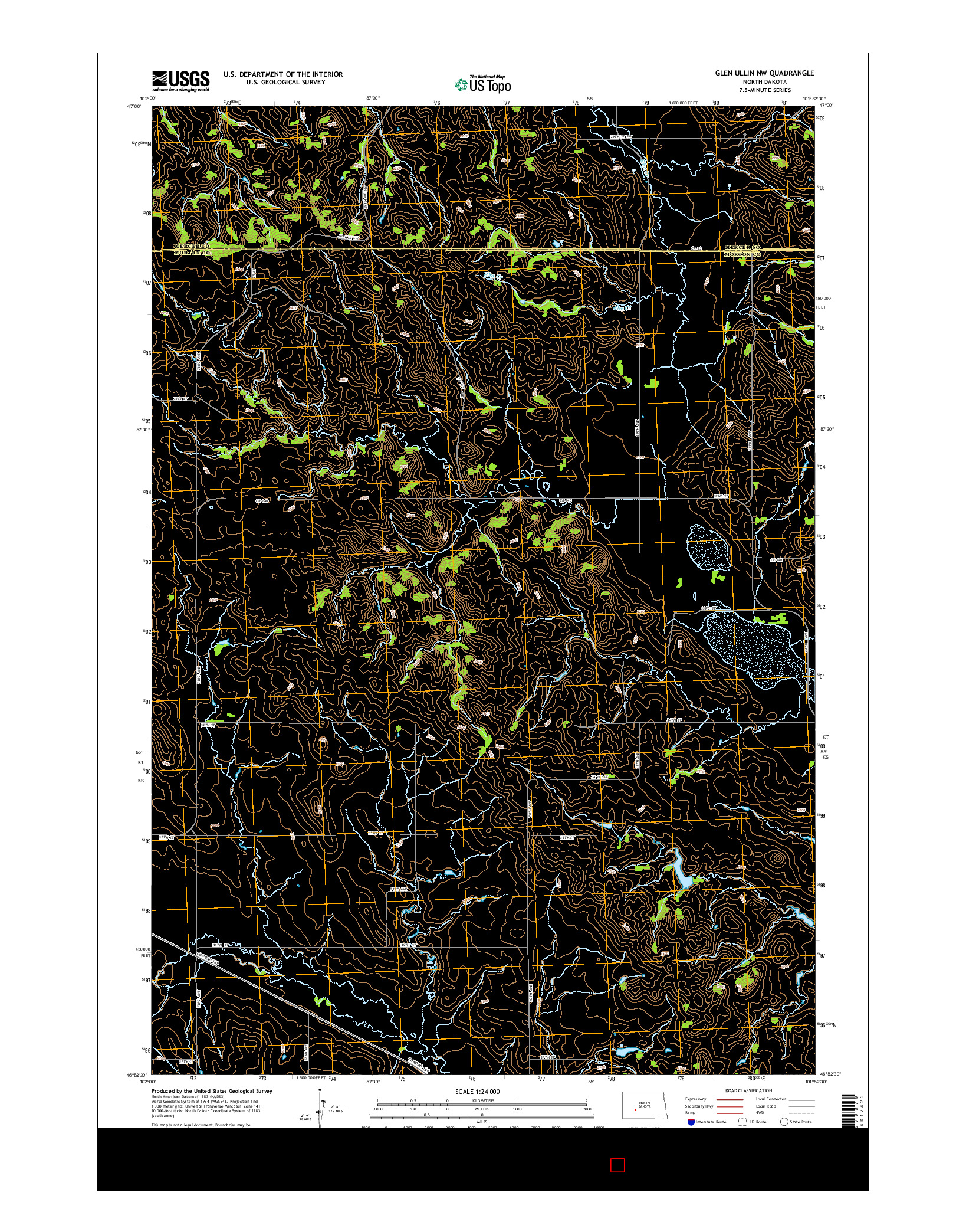 USGS US TOPO 7.5-MINUTE MAP FOR GLEN ULLIN NW, ND 2014