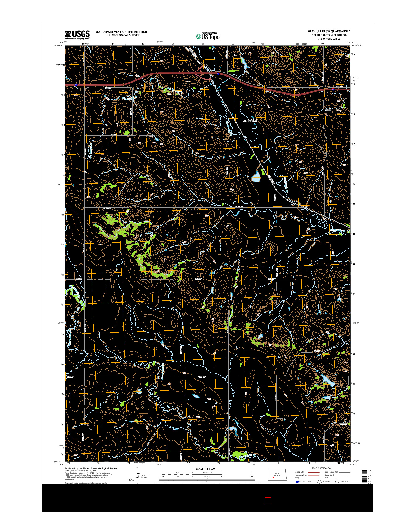 USGS US TOPO 7.5-MINUTE MAP FOR GLEN ULLIN SW, ND 2014