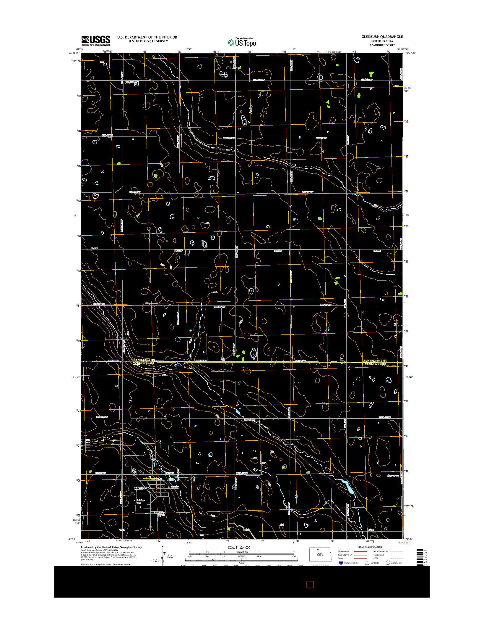 USGS US TOPO 7.5-MINUTE MAP FOR GLENBURN, ND 2014