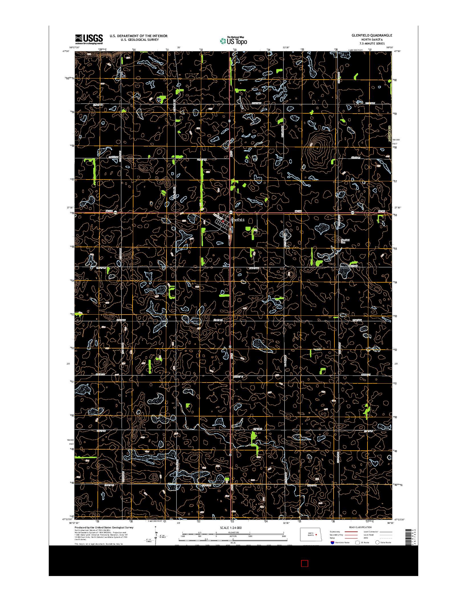 USGS US TOPO 7.5-MINUTE MAP FOR GLENFIELD, ND 2014