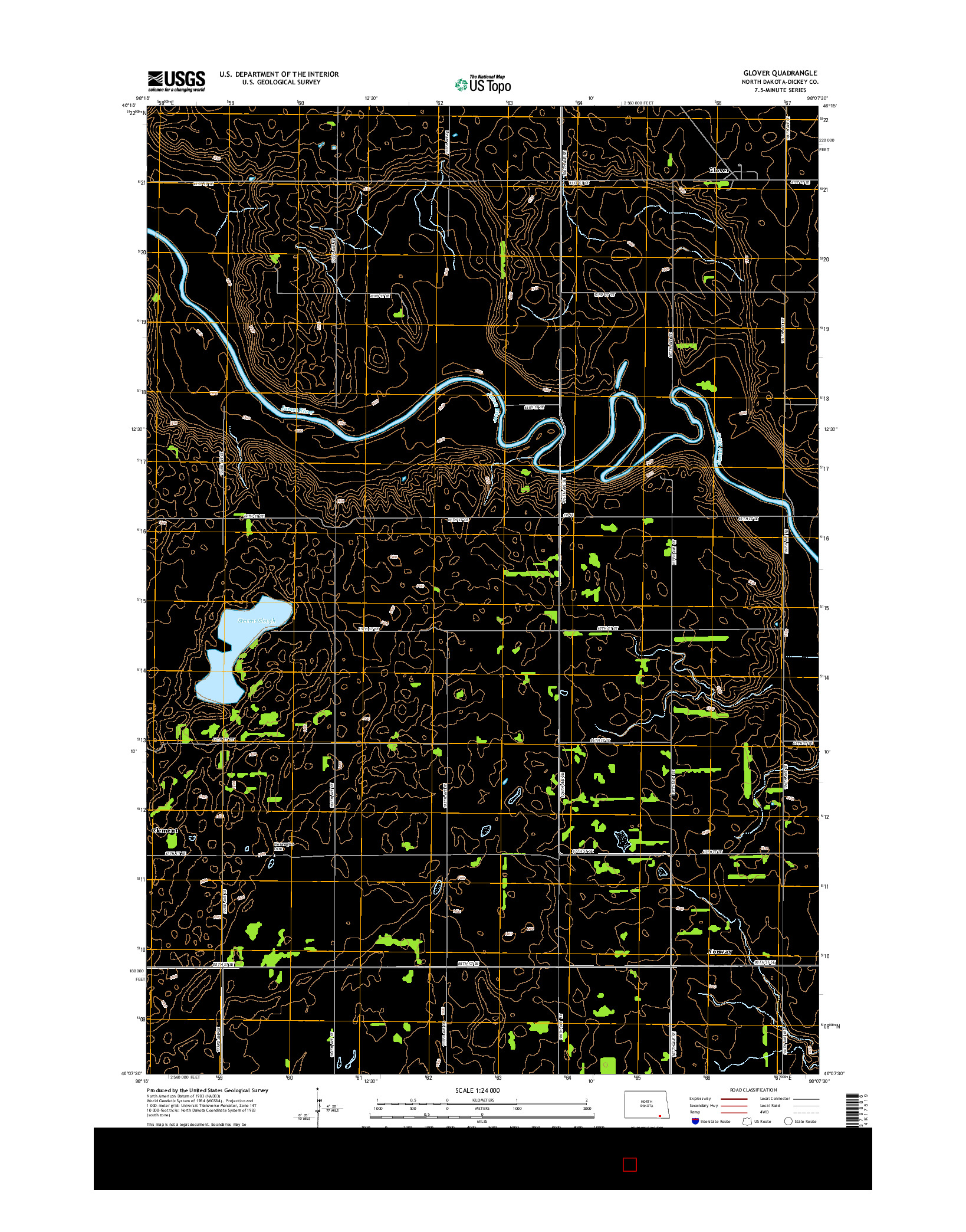 USGS US TOPO 7.5-MINUTE MAP FOR GLOVER, ND 2014