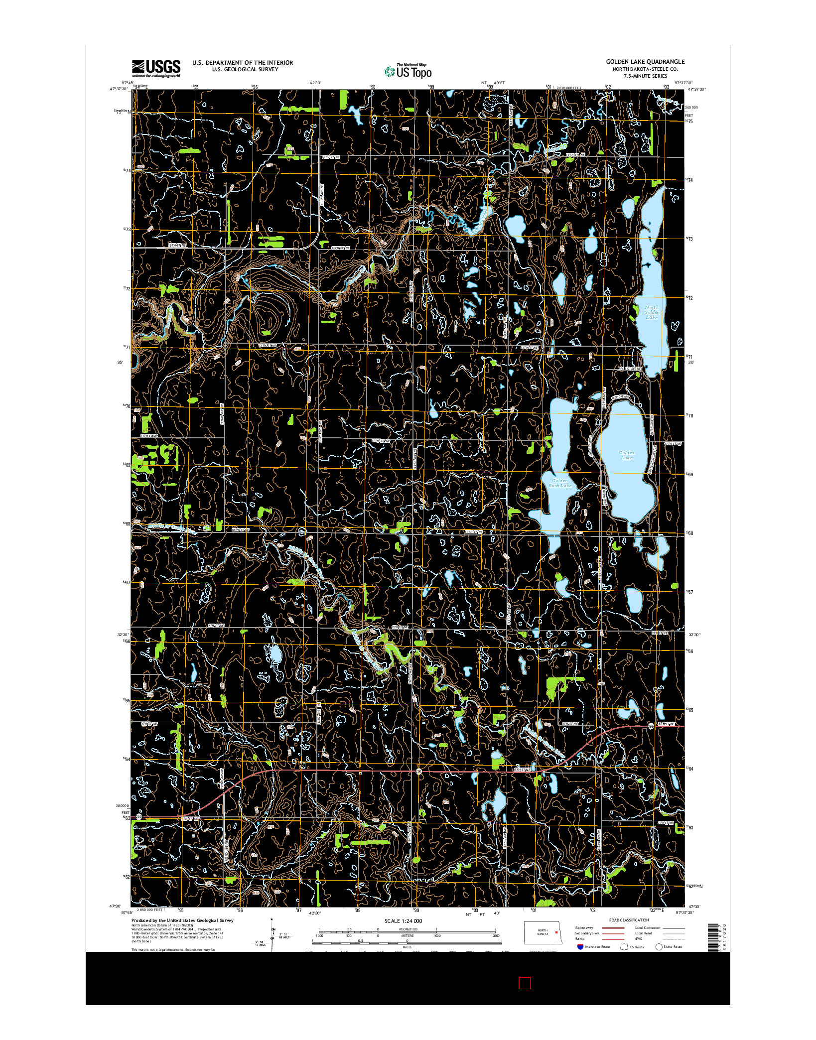 USGS US TOPO 7.5-MINUTE MAP FOR GOLDEN LAKE, ND 2014