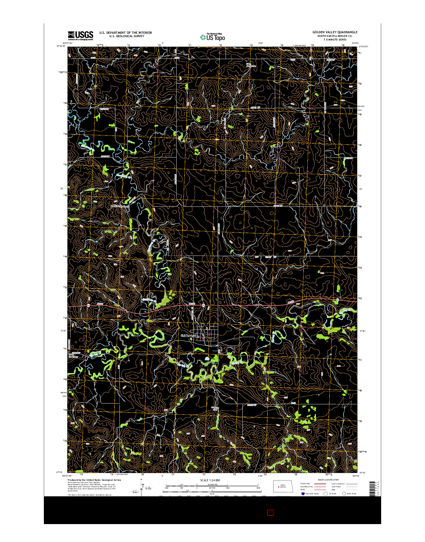 USGS US TOPO 7.5-MINUTE MAP FOR GOLDEN VALLEY, ND 2014