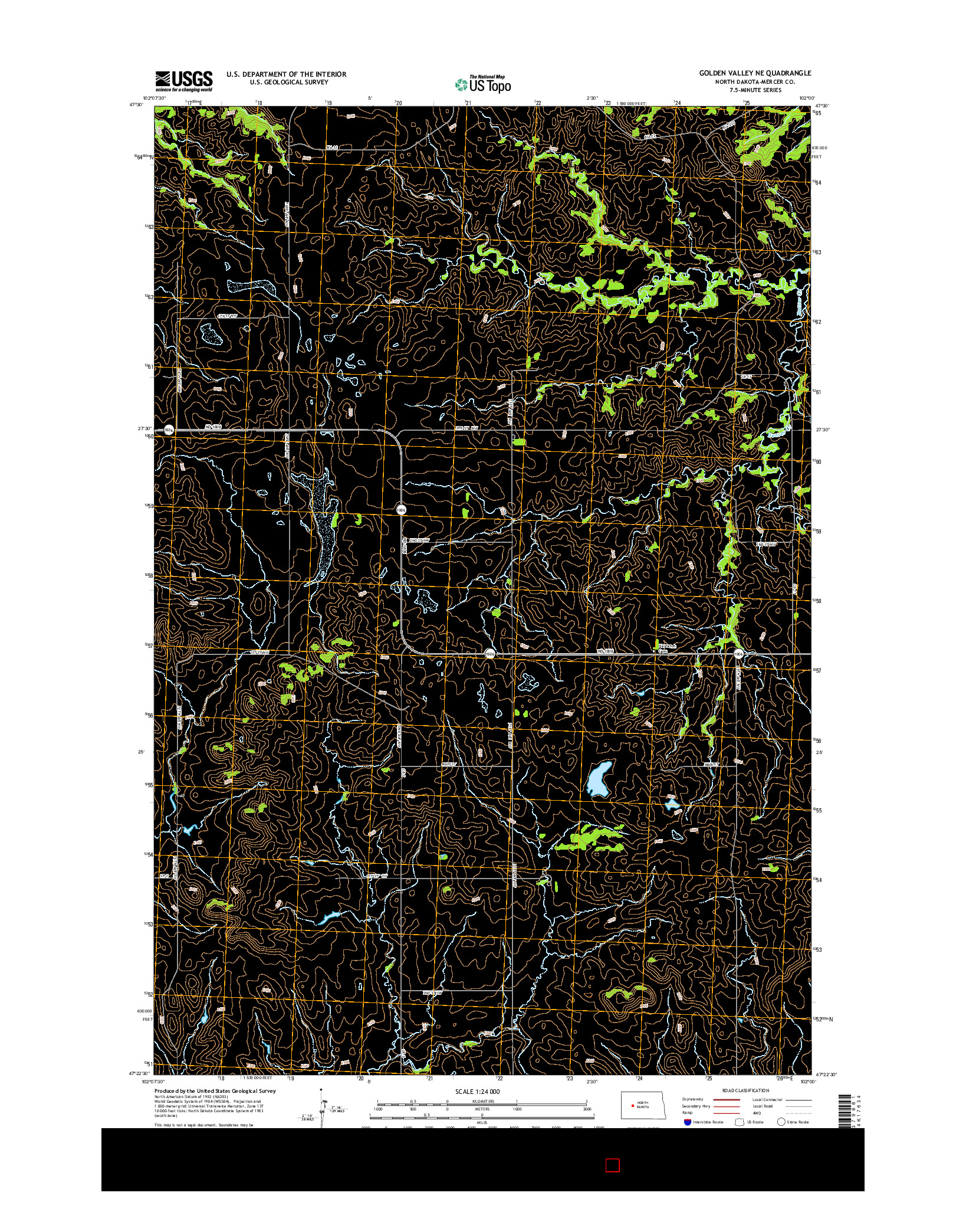 USGS US TOPO 7.5-MINUTE MAP FOR GOLDEN VALLEY NE, ND 2014
