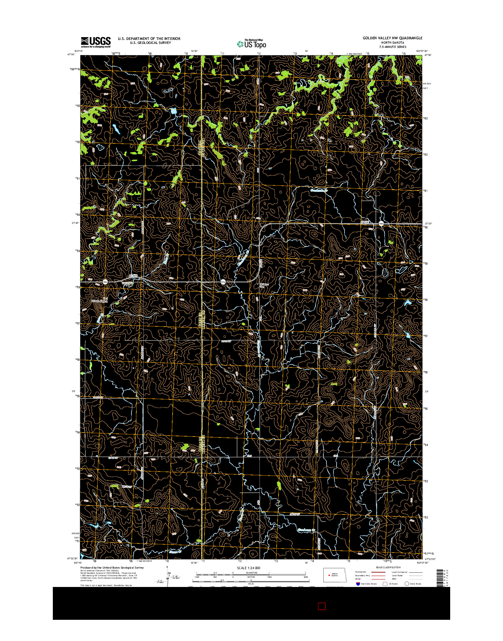 USGS US TOPO 7.5-MINUTE MAP FOR GOLDEN VALLEY NW, ND 2014