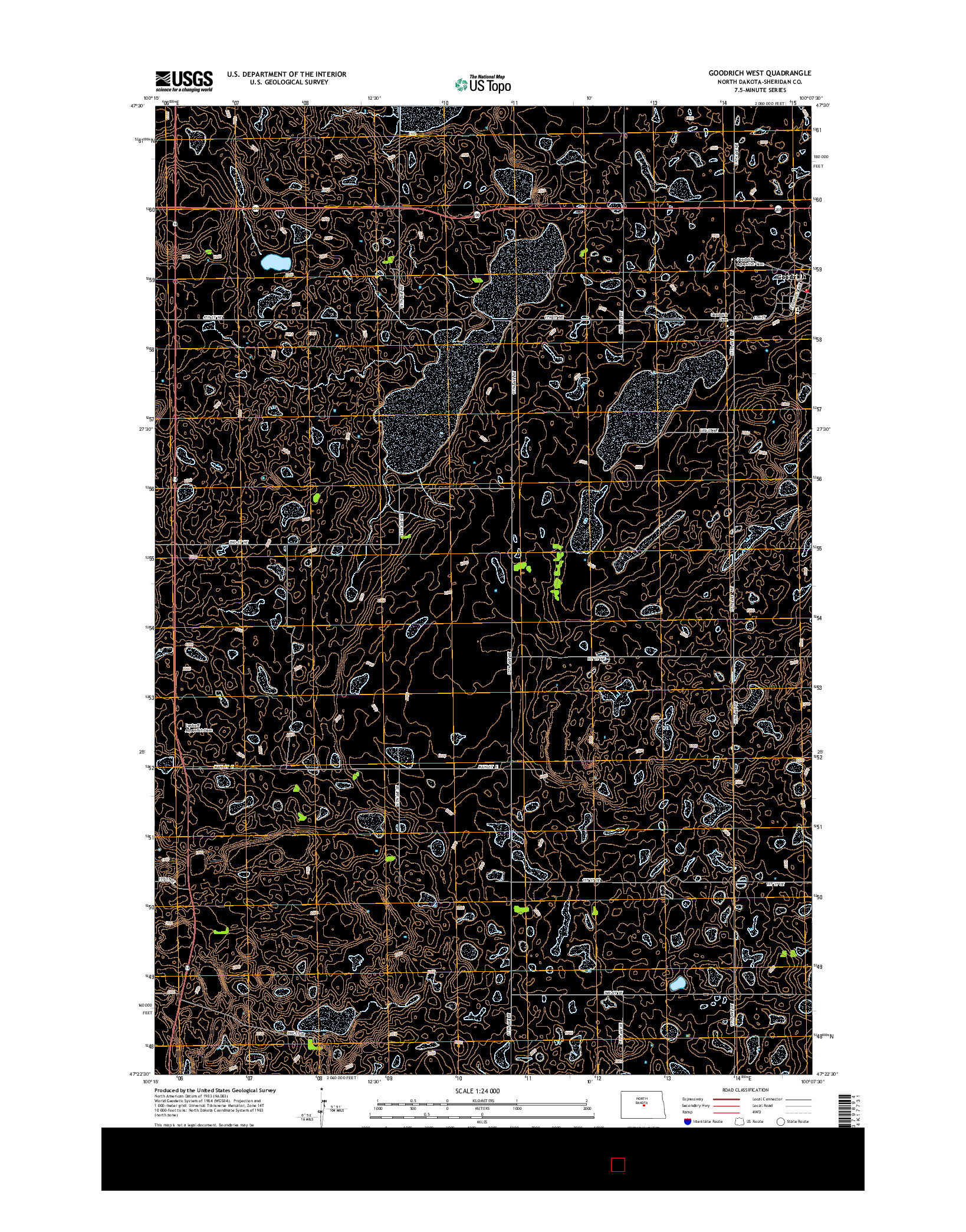USGS US TOPO 7.5-MINUTE MAP FOR GOODRICH WEST, ND 2014