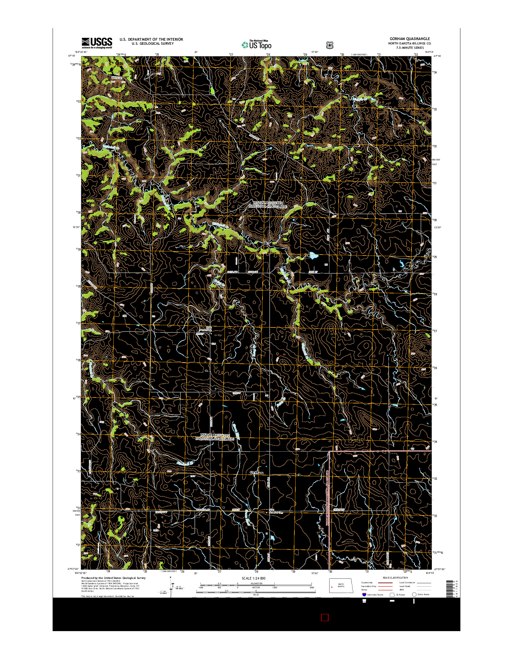 USGS US TOPO 7.5-MINUTE MAP FOR GORHAM, ND 2014