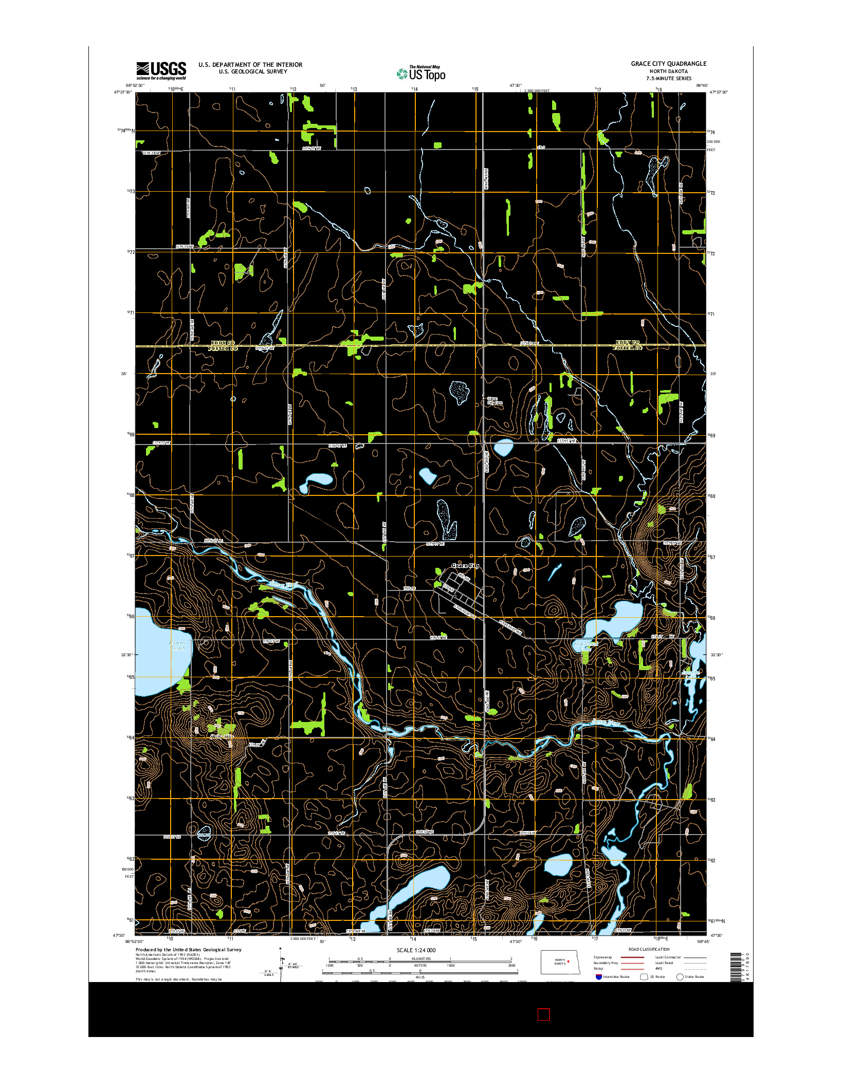 USGS US TOPO 7.5-MINUTE MAP FOR GRACE CITY, ND 2014