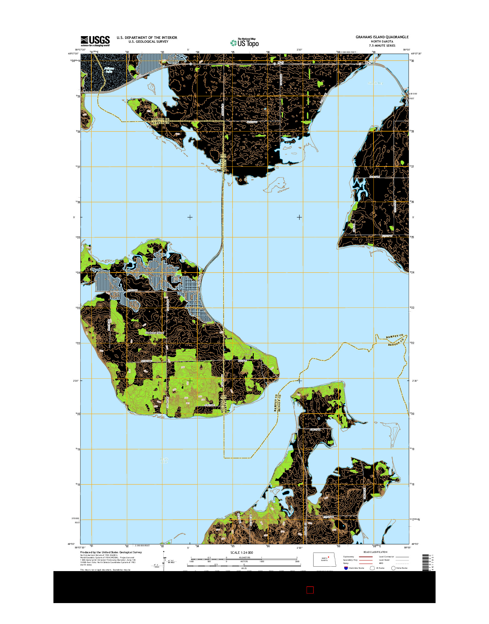 USGS US TOPO 7.5-MINUTE MAP FOR GRAHAMS ISLAND, ND 2014