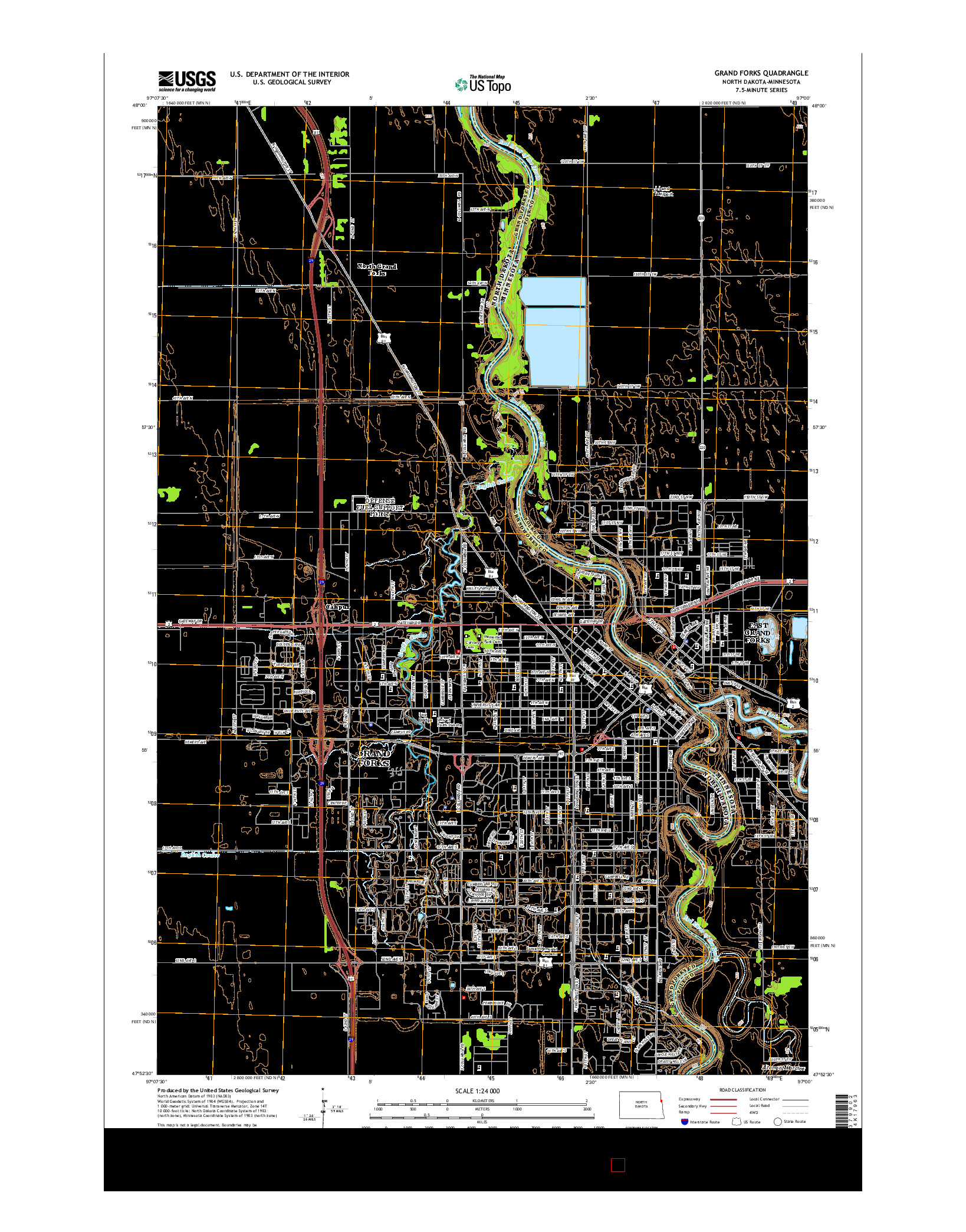 USGS US TOPO 7.5-MINUTE MAP FOR GRAND FORKS, ND-MN 2014