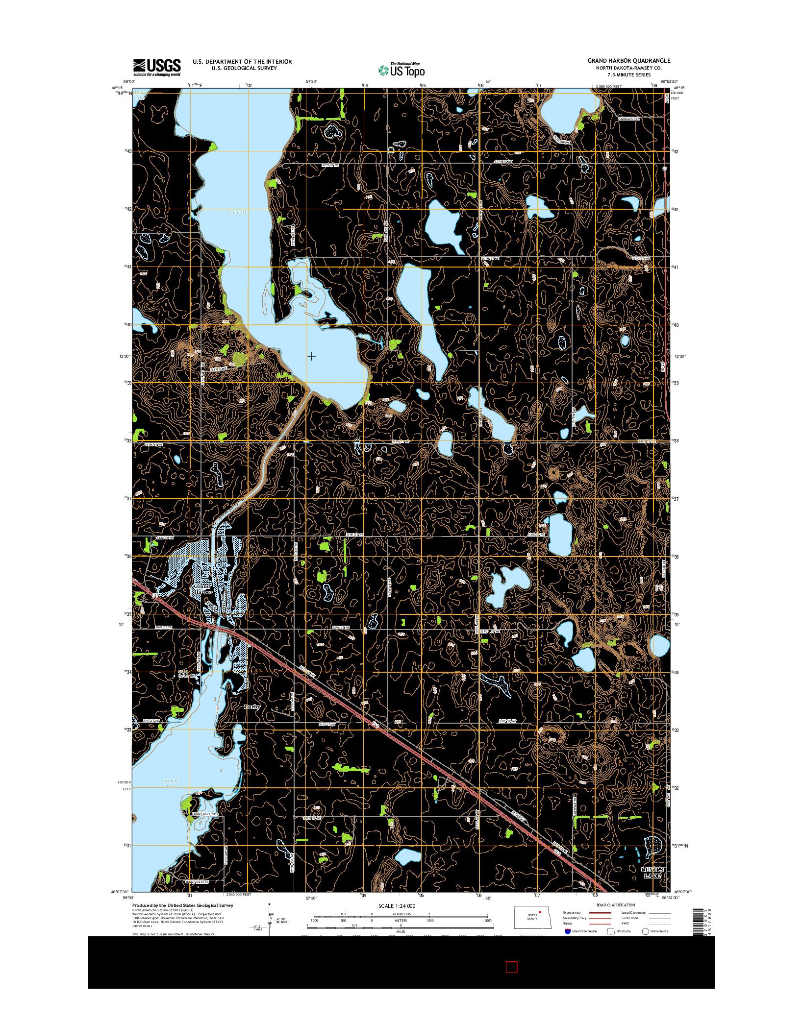 USGS US TOPO 7.5-MINUTE MAP FOR GRAND HARBOR, ND 2014