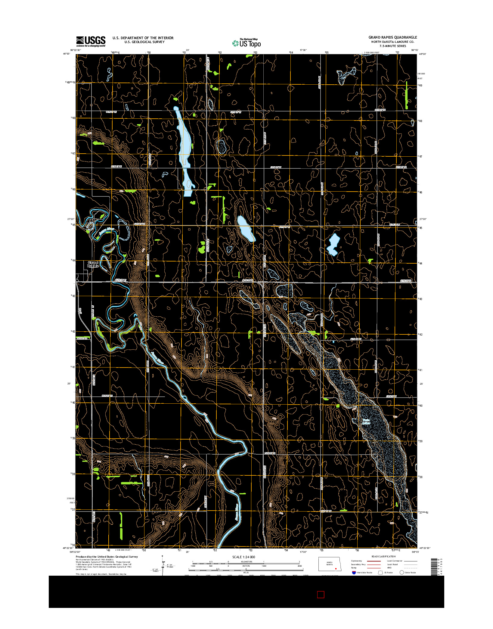 USGS US TOPO 7.5-MINUTE MAP FOR GRAND RAPIDS, ND 2014