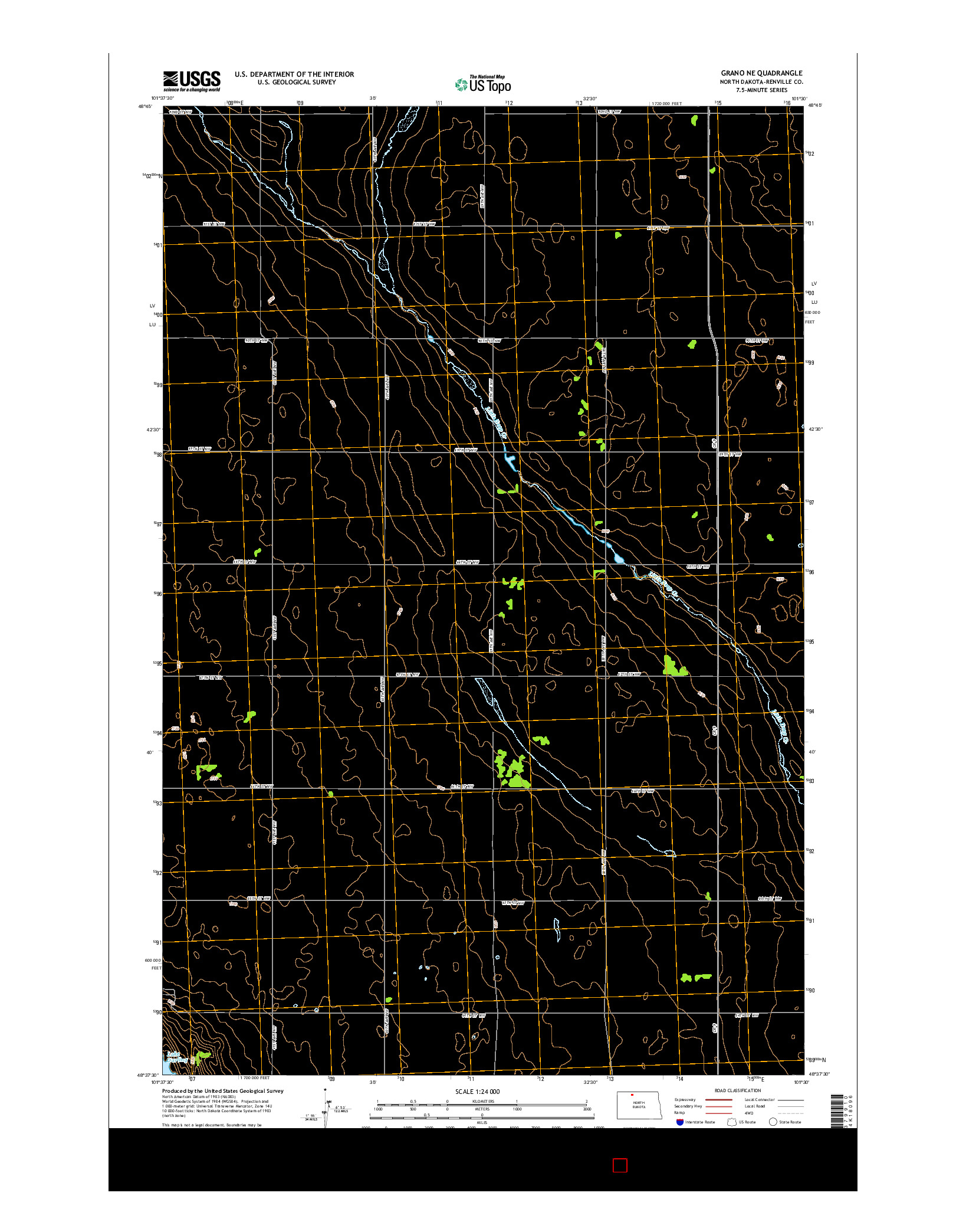 USGS US TOPO 7.5-MINUTE MAP FOR GRANO NE, ND 2014