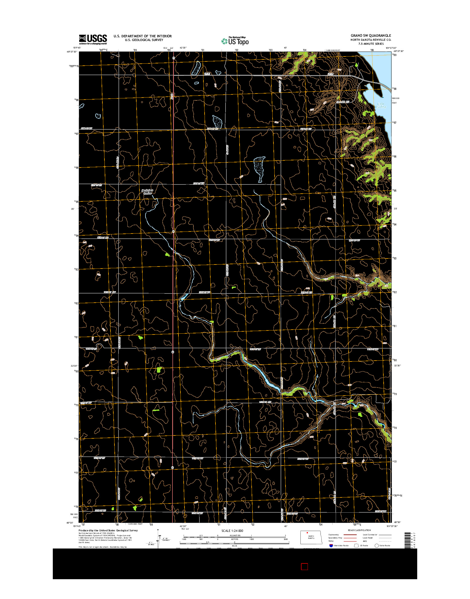 USGS US TOPO 7.5-MINUTE MAP FOR GRANO SW, ND 2014