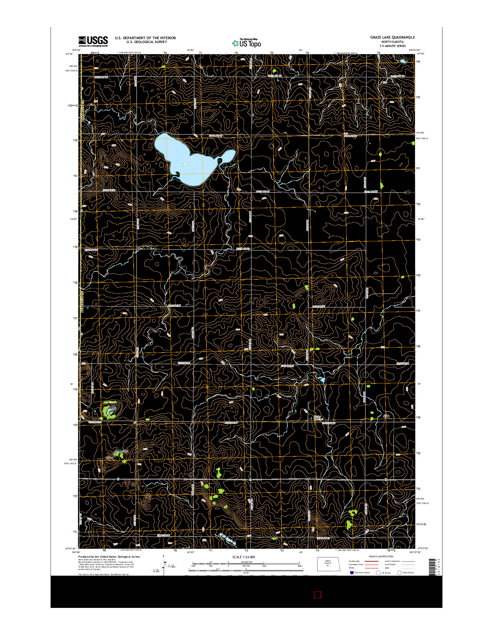 USGS US TOPO 7.5-MINUTE MAP FOR GRASS LAKE, ND 2014