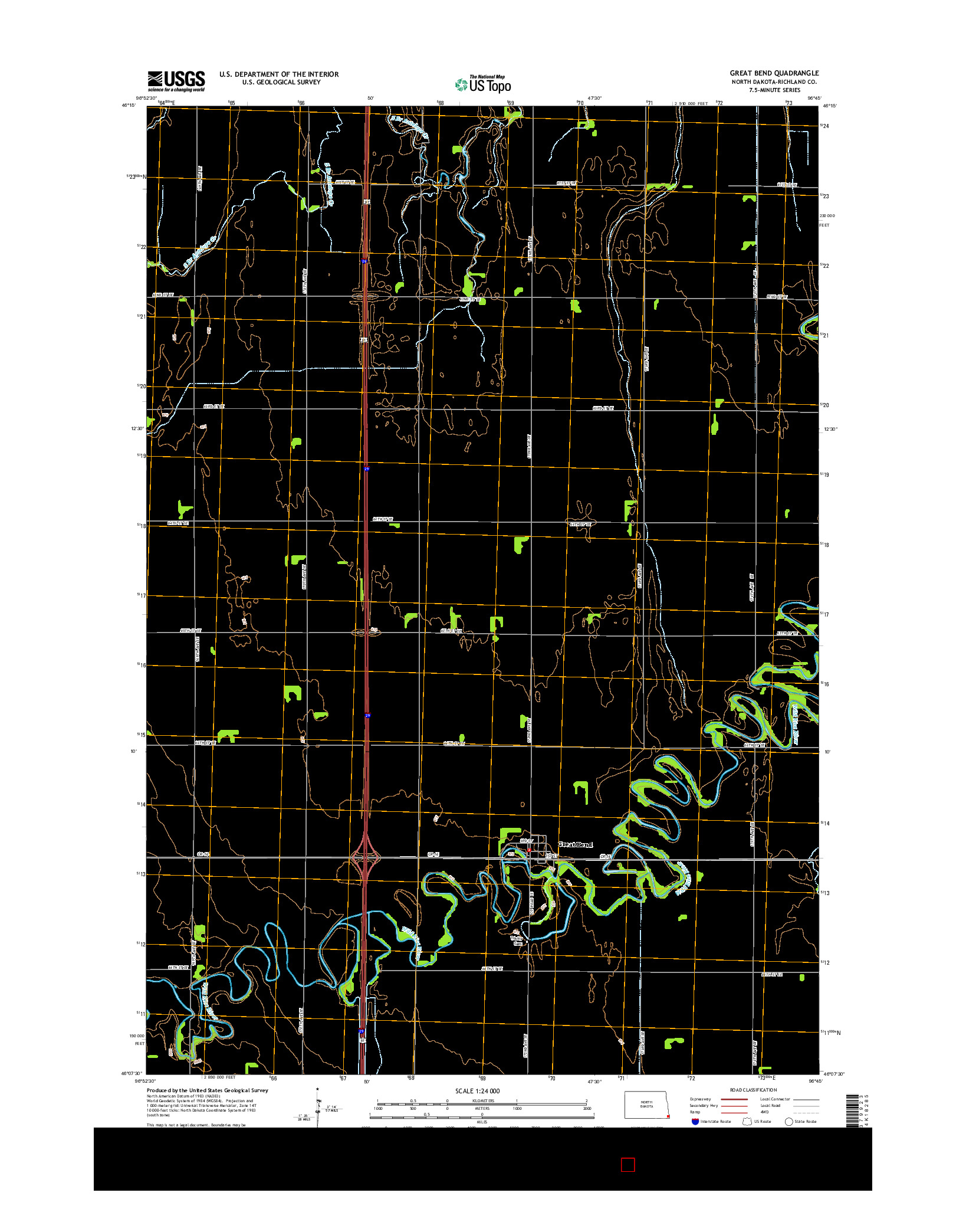 USGS US TOPO 7.5-MINUTE MAP FOR GREAT BEND, ND 2014