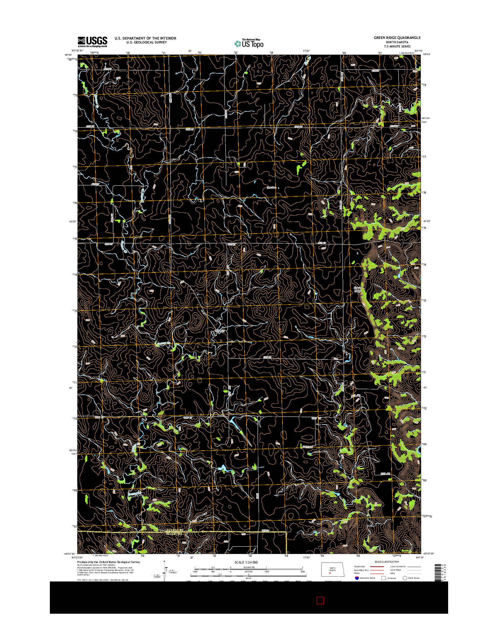 USGS US TOPO 7.5-MINUTE MAP FOR GREEN RIDGE, ND 2014