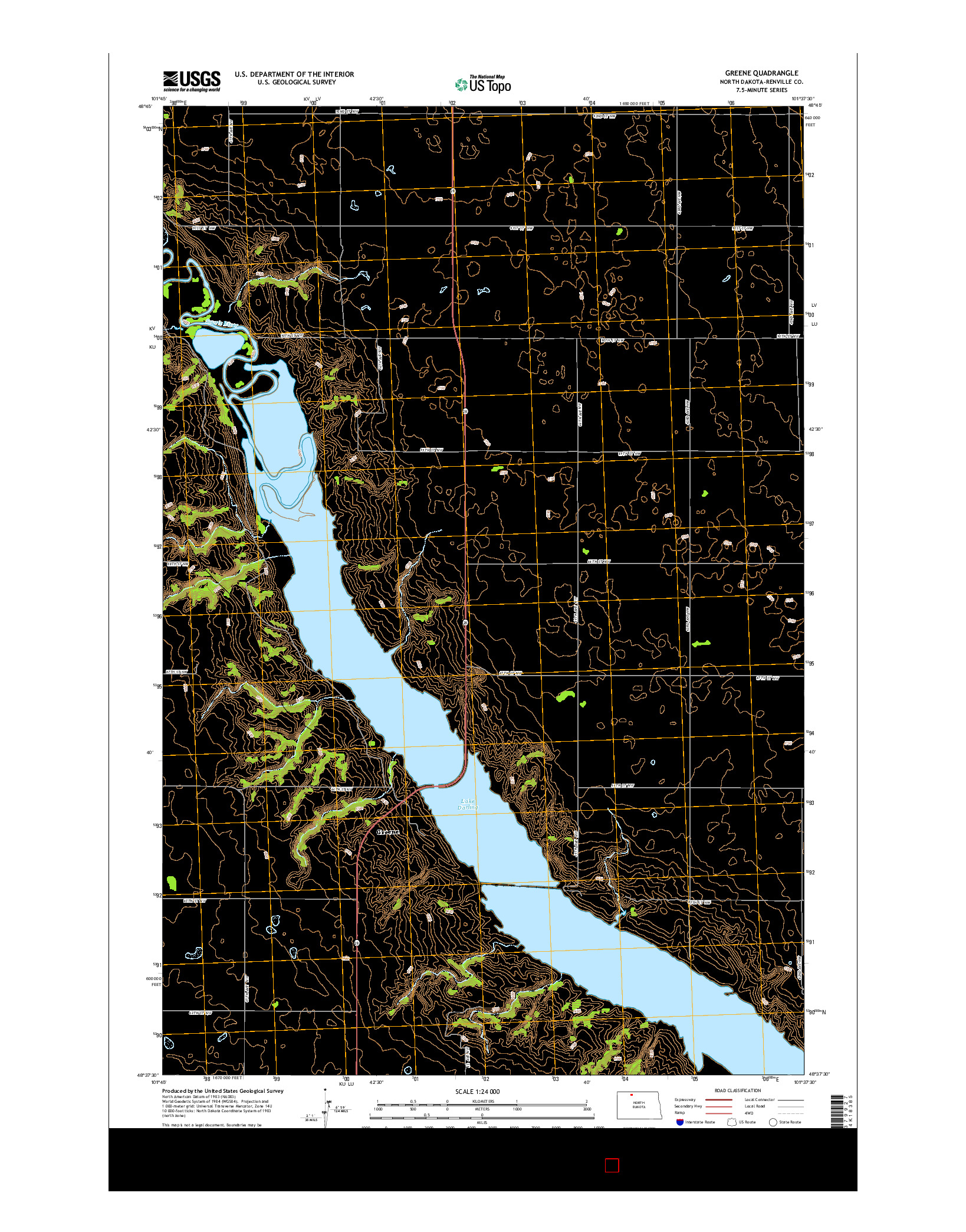 USGS US TOPO 7.5-MINUTE MAP FOR GREENE, ND 2014