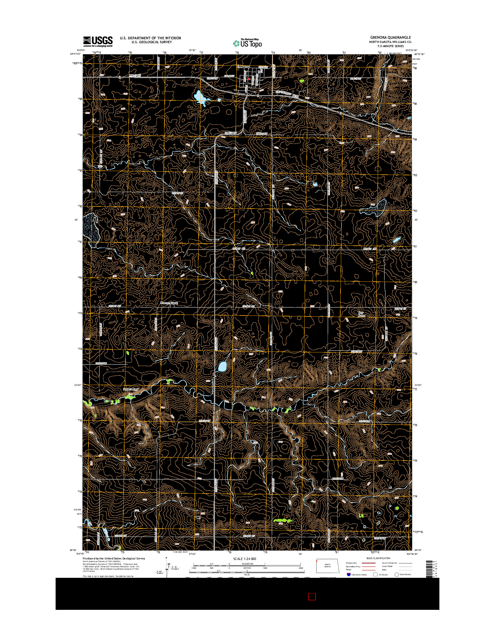 USGS US TOPO 7.5-MINUTE MAP FOR GRENORA, ND 2014