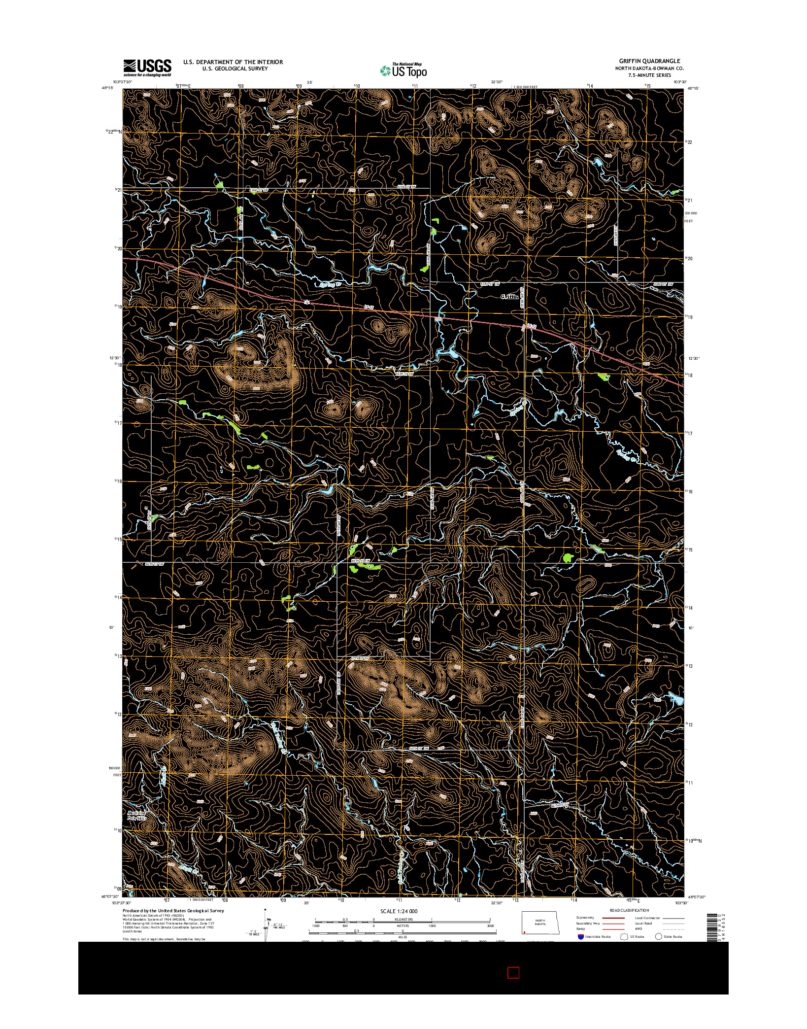 USGS US TOPO 7.5-MINUTE MAP FOR GRIFFIN, ND 2014