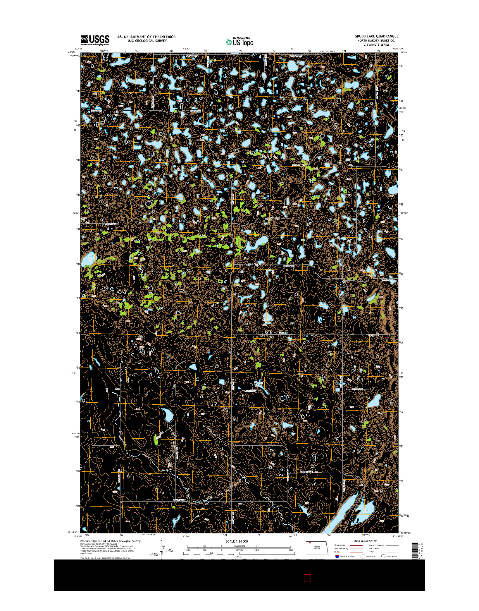 USGS US TOPO 7.5-MINUTE MAP FOR GRUBB LAKE, ND 2014