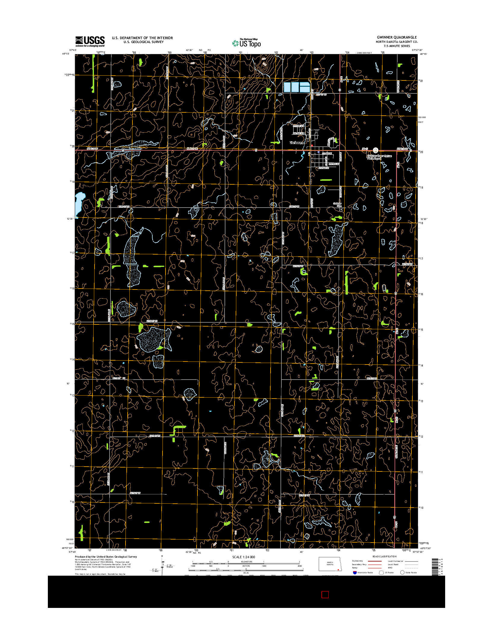 USGS US TOPO 7.5-MINUTE MAP FOR GWINNER, ND 2014