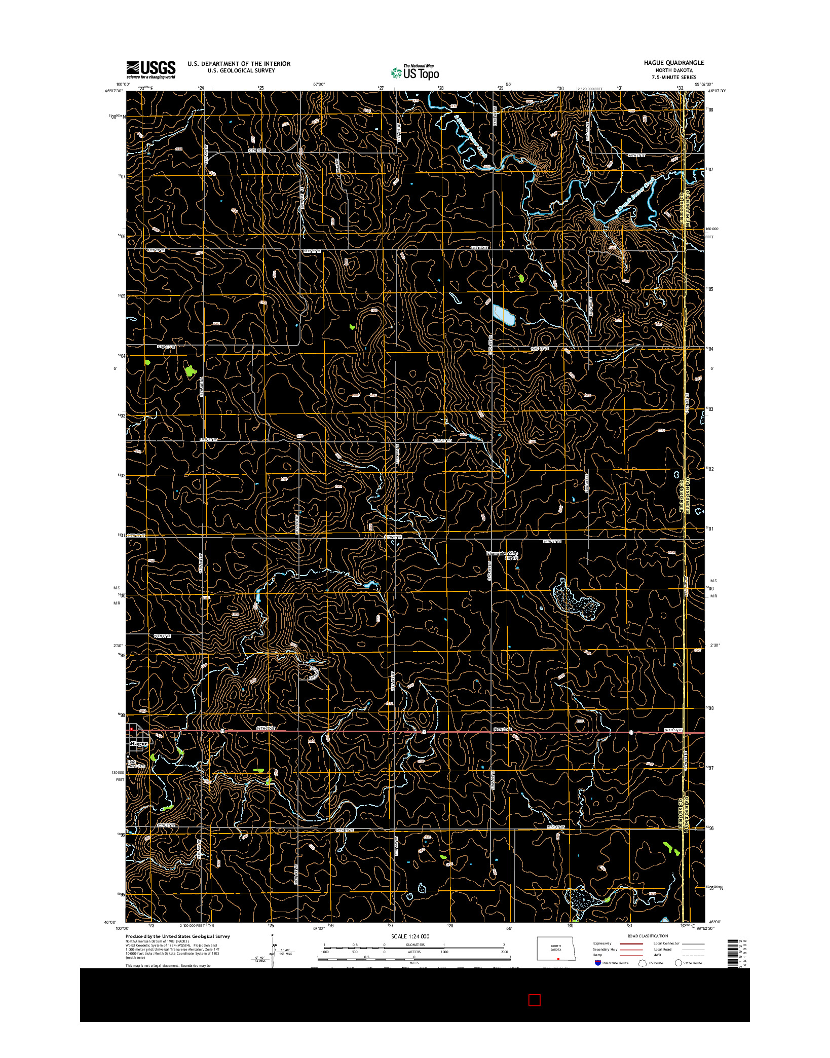 USGS US TOPO 7.5-MINUTE MAP FOR HAGUE, ND 2014