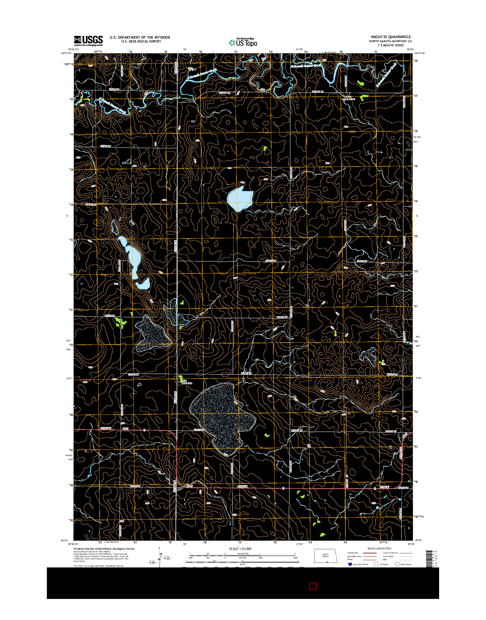 USGS US TOPO 7.5-MINUTE MAP FOR HAGUE SE, ND 2014