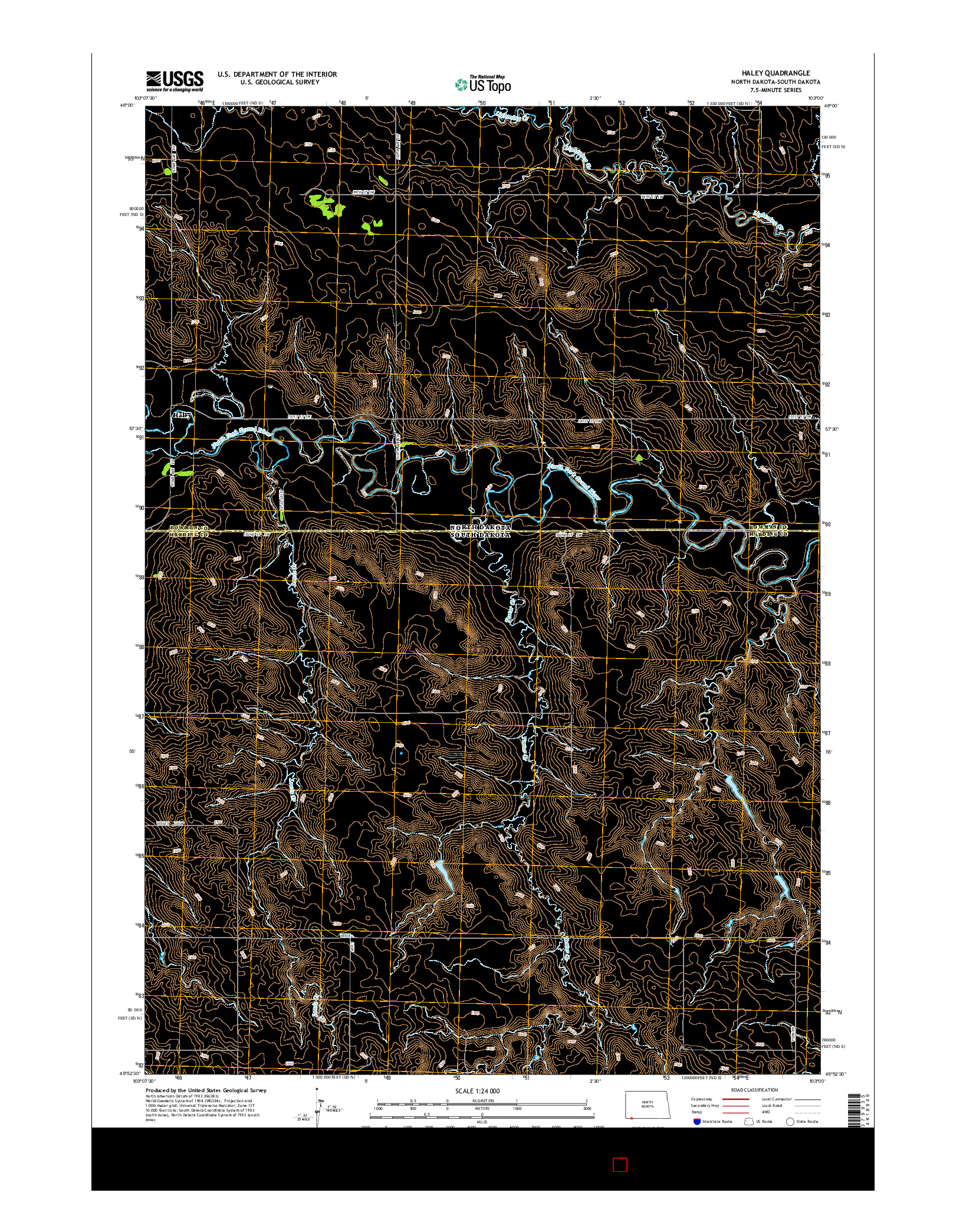 USGS US TOPO 7.5-MINUTE MAP FOR HALEY, ND-SD 2014