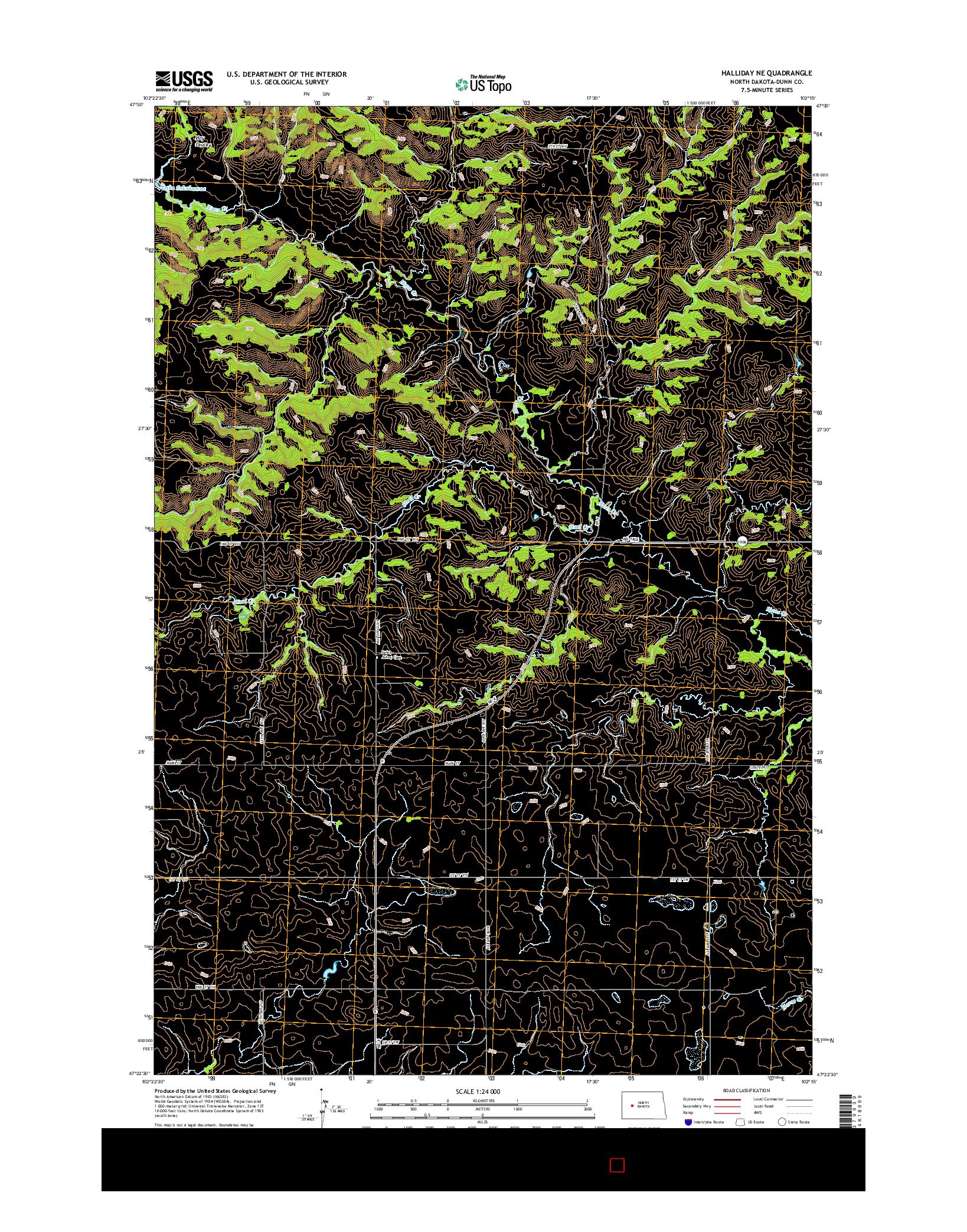 USGS US TOPO 7.5-MINUTE MAP FOR HALLIDAY NE, ND 2014