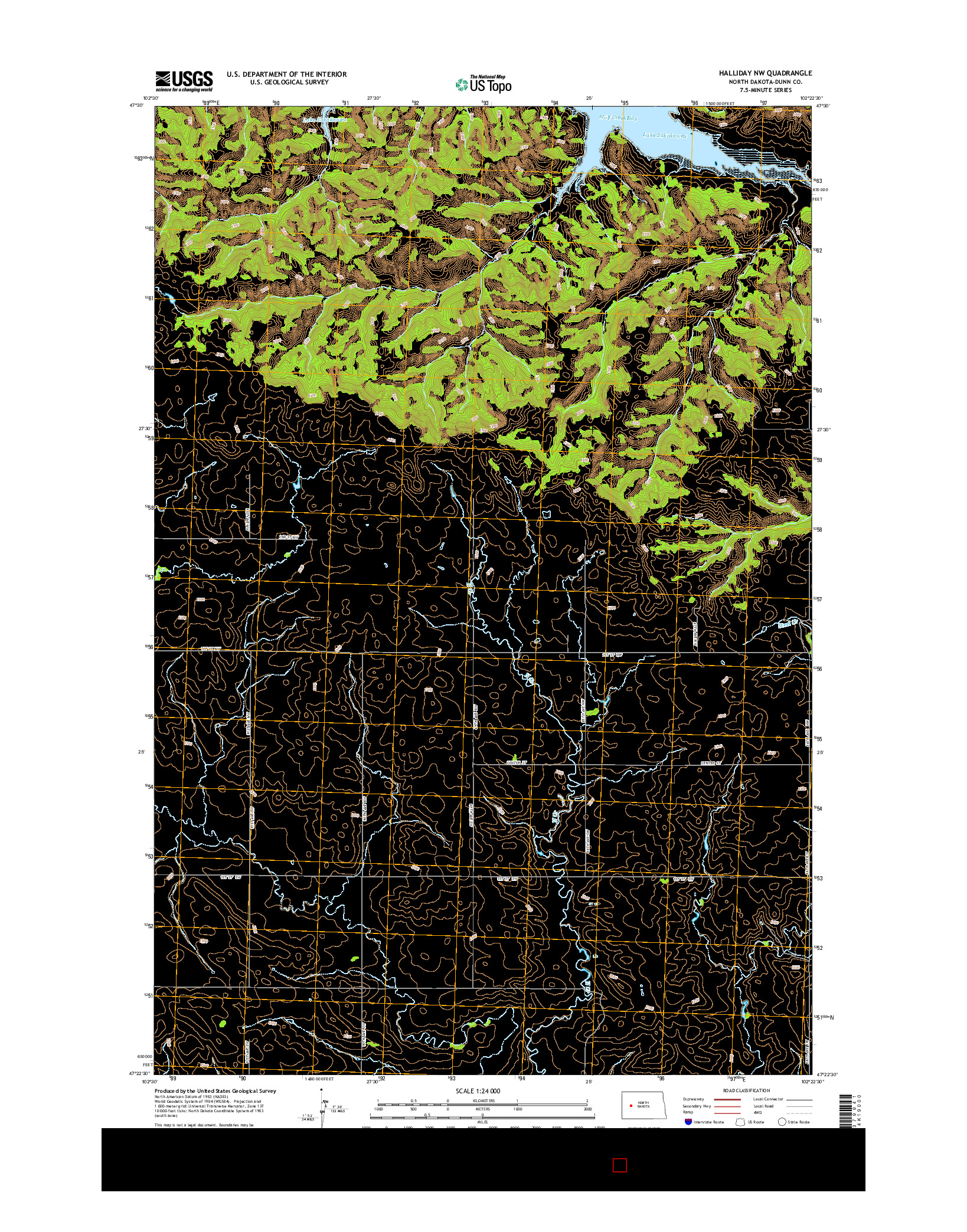 USGS US TOPO 7.5-MINUTE MAP FOR HALLIDAY NW, ND 2014