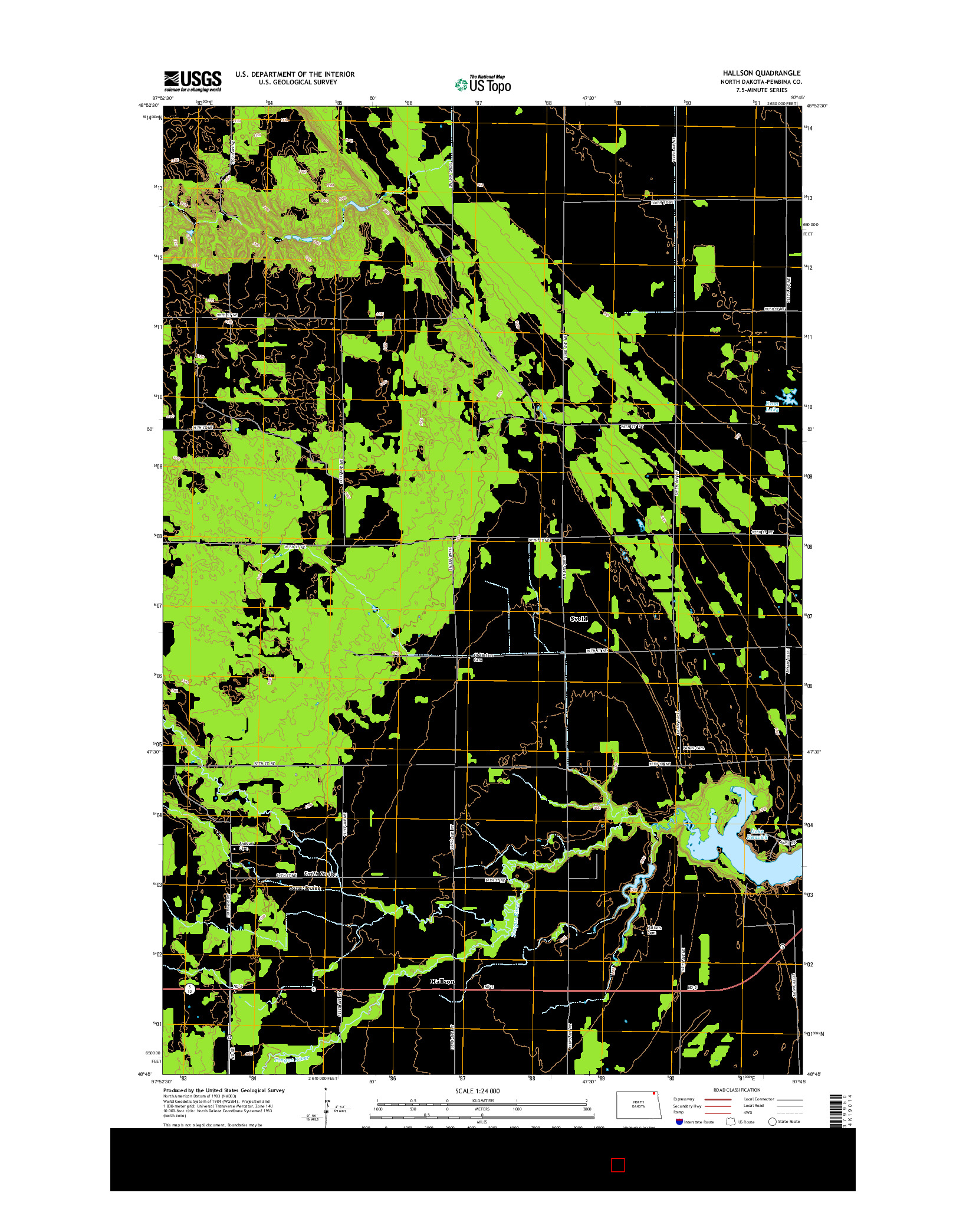 USGS US TOPO 7.5-MINUTE MAP FOR HALLSON, ND 2014